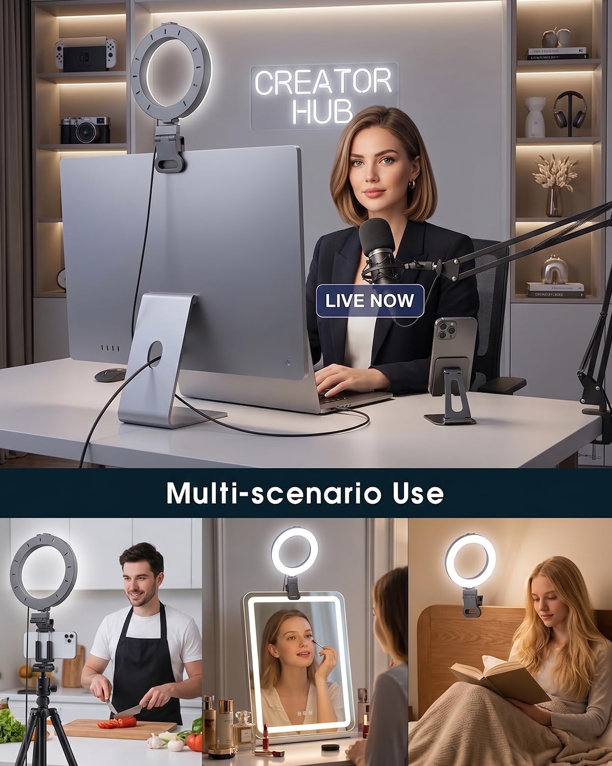DUIDESHI Luce dell’anello per la videoconferenza del computer – Luce della webcam per la videoconferenza… — immagine 7 di 8