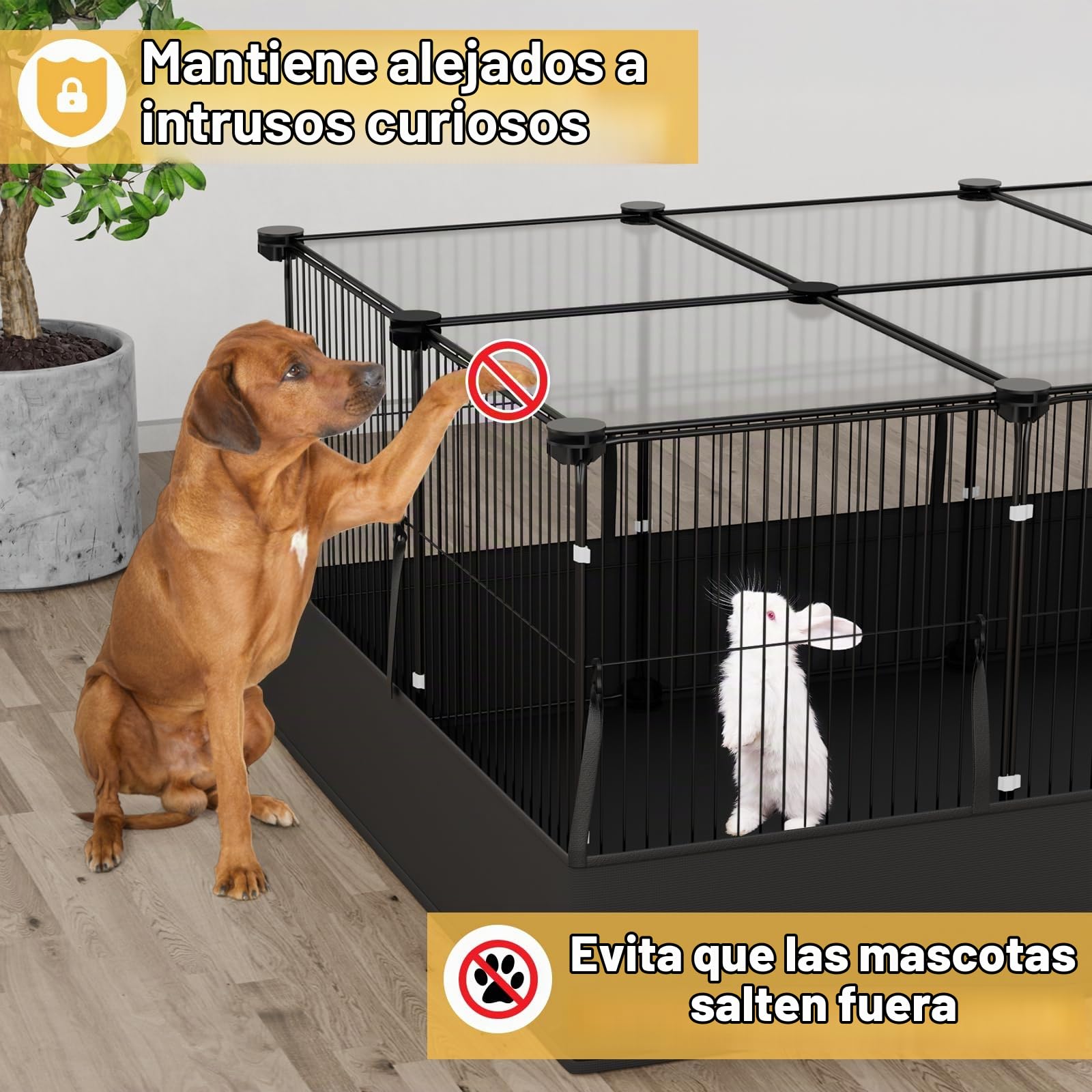 Aystkniet Jaula para cobayas, 122 x 60 x 40 cm (largo x ancho x alto) con cubierta, alfombrilla de suelo