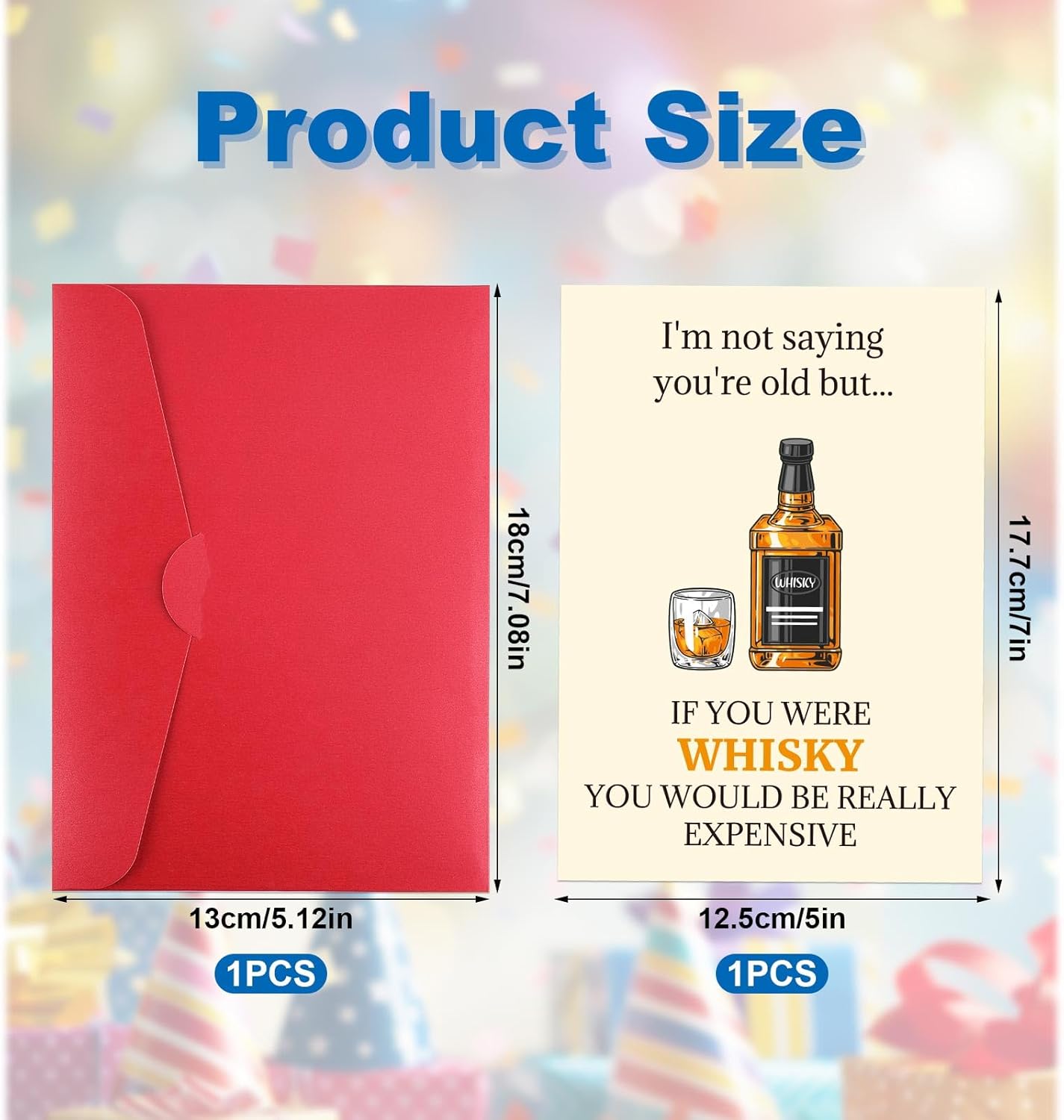 Funny Birthday Card, Colorful Whisky Theme Happy Birthday Card for Men with Envelope Happy Birthday Greeting Card Funny Birthday Celebration Gifts for 30th 40th 50th 60th 70th Men Dad Husband Uncle