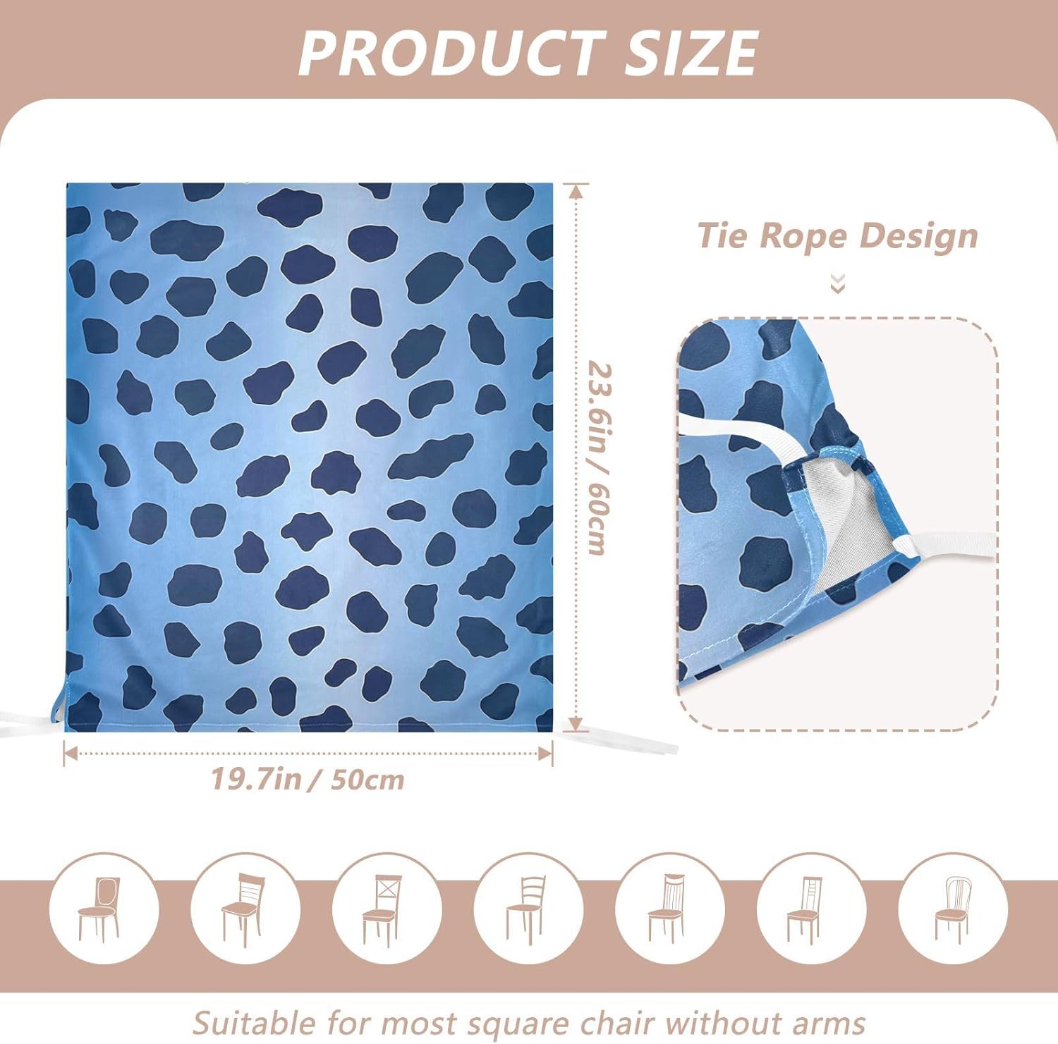 ALAZA Leopard Spots Blue Chair Back Cover Set of 6, Washable Reusable Removable Chair Slipcovers Decorative Chair Cover for Home Kitchen Wedding Party