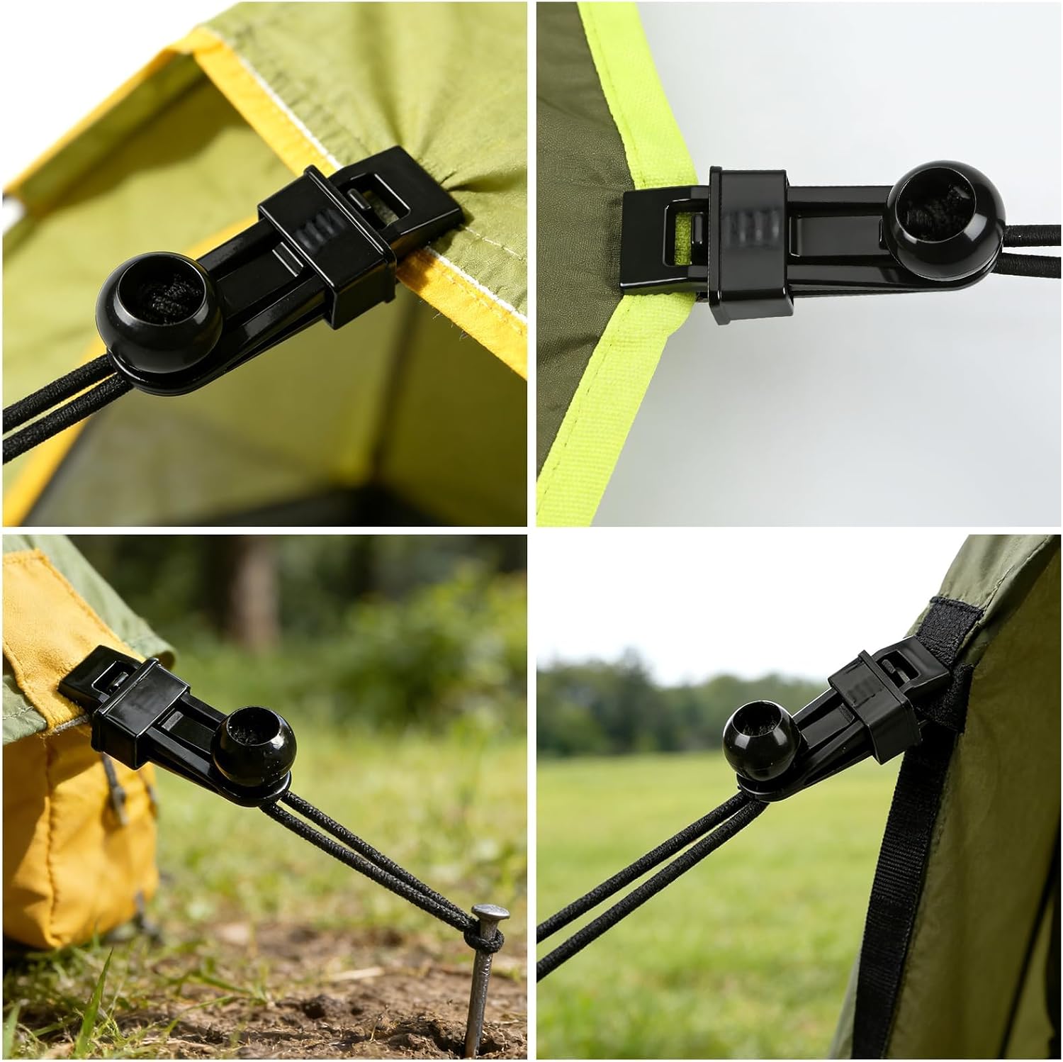 30 Pcs Tarp Clips Heavy Duty, Bungee Cords and Shark Teeth Lock Grip Tarp Tie Downs Fasteners Adjustable Awning Clip for RV Canopies Tent Pool Cover Camping Caravan