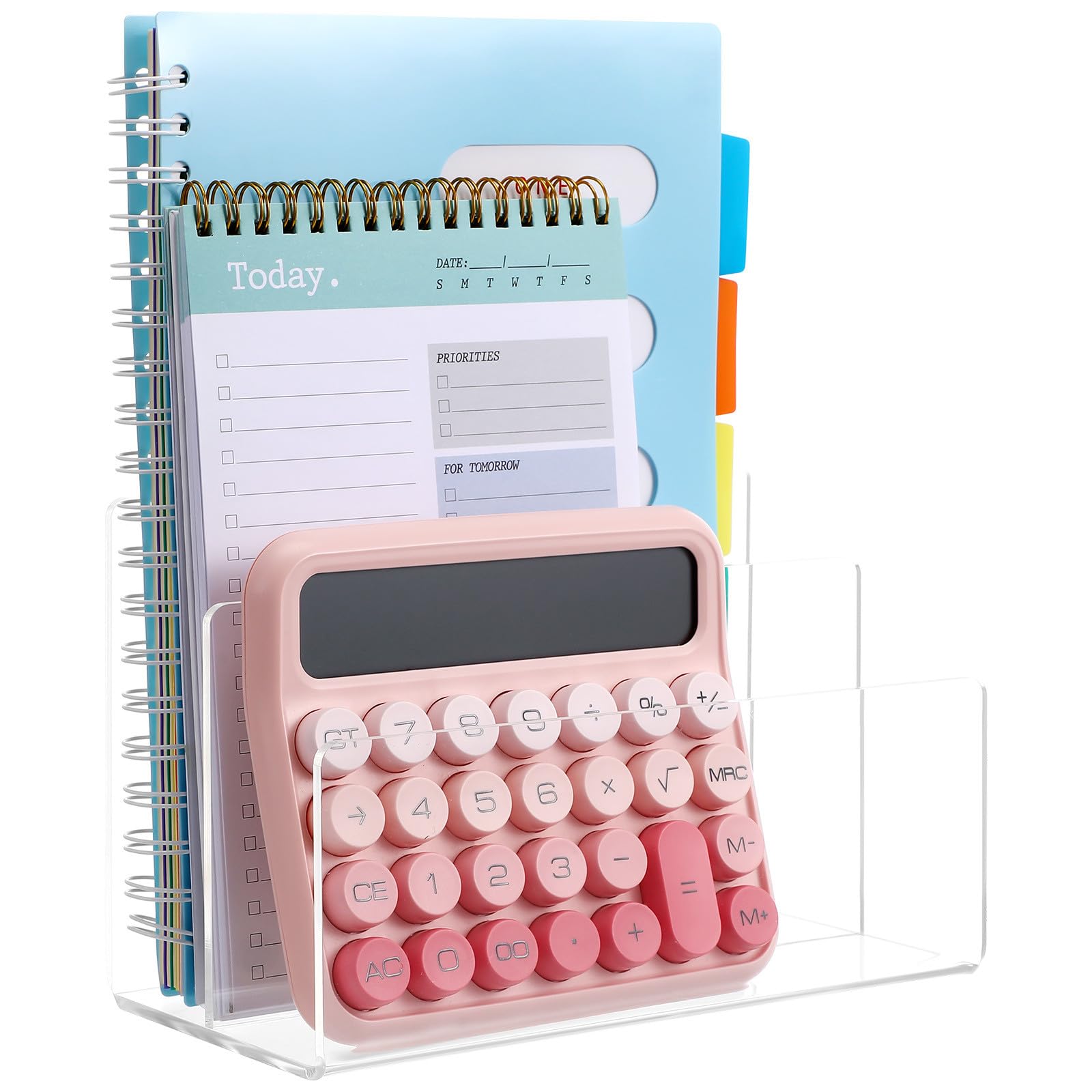 PLAFOPE Organizador de Correo Acrílico Transparente 2 Compartimentos Archivador de Escritorio para Documentos y Cartas Organizador de Archivos Práctico para Oficina y Hogar