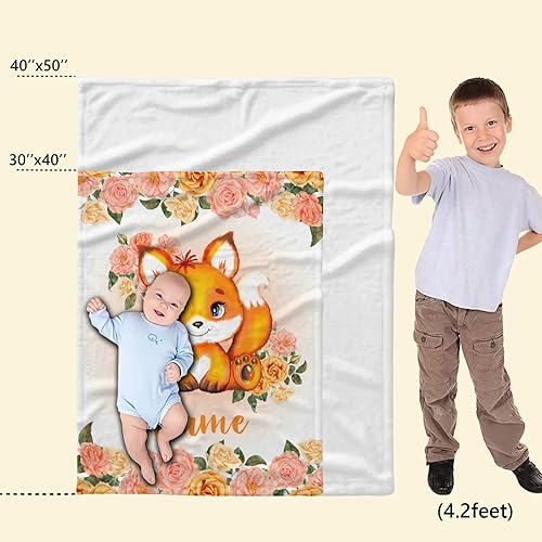 Miniatura 279 de Manta personalizada con diseño de jirafa y elefante, manta de franela suave, acogedora y ligera con nombre para sofá, cama, sofá, regalo, unisex