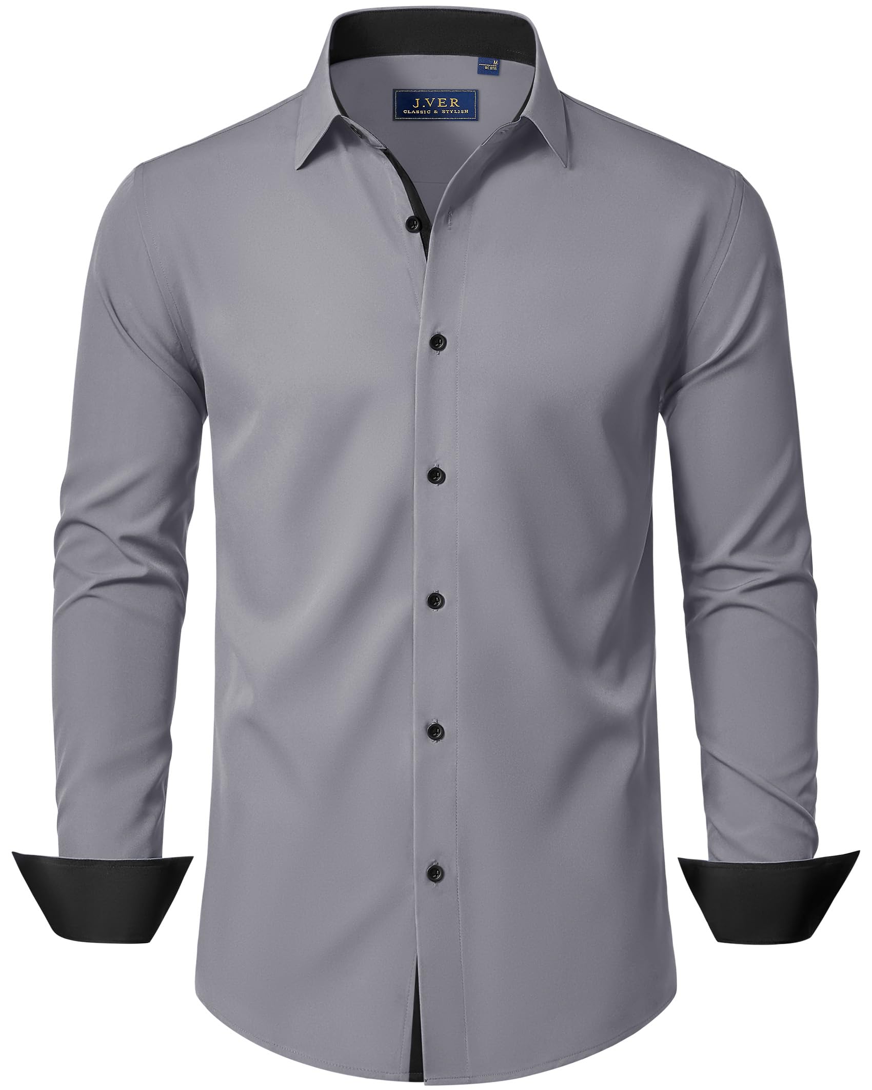 J.VER Hemd Herren Langarm Stretch Herrenhemden Regular Fit Businesshemd Männer Hochzeit Hemden Klassisch Mordern Bügelleichtes Anzughemd