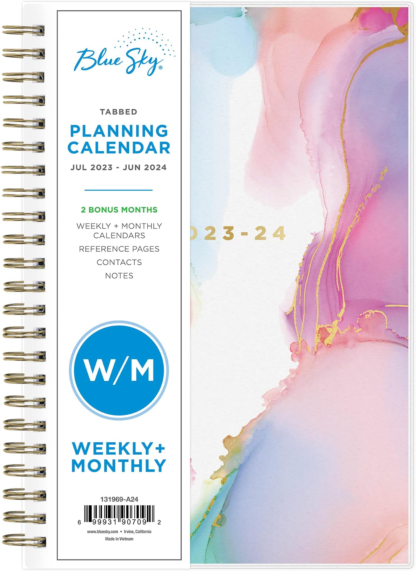 Blue SkyAshley G for 2023-2024 Academic Year Weekly and Monthly Planner, 5' x 8', Flexible Cover, Wirebound, Multi Color Smoke (133682-A24)