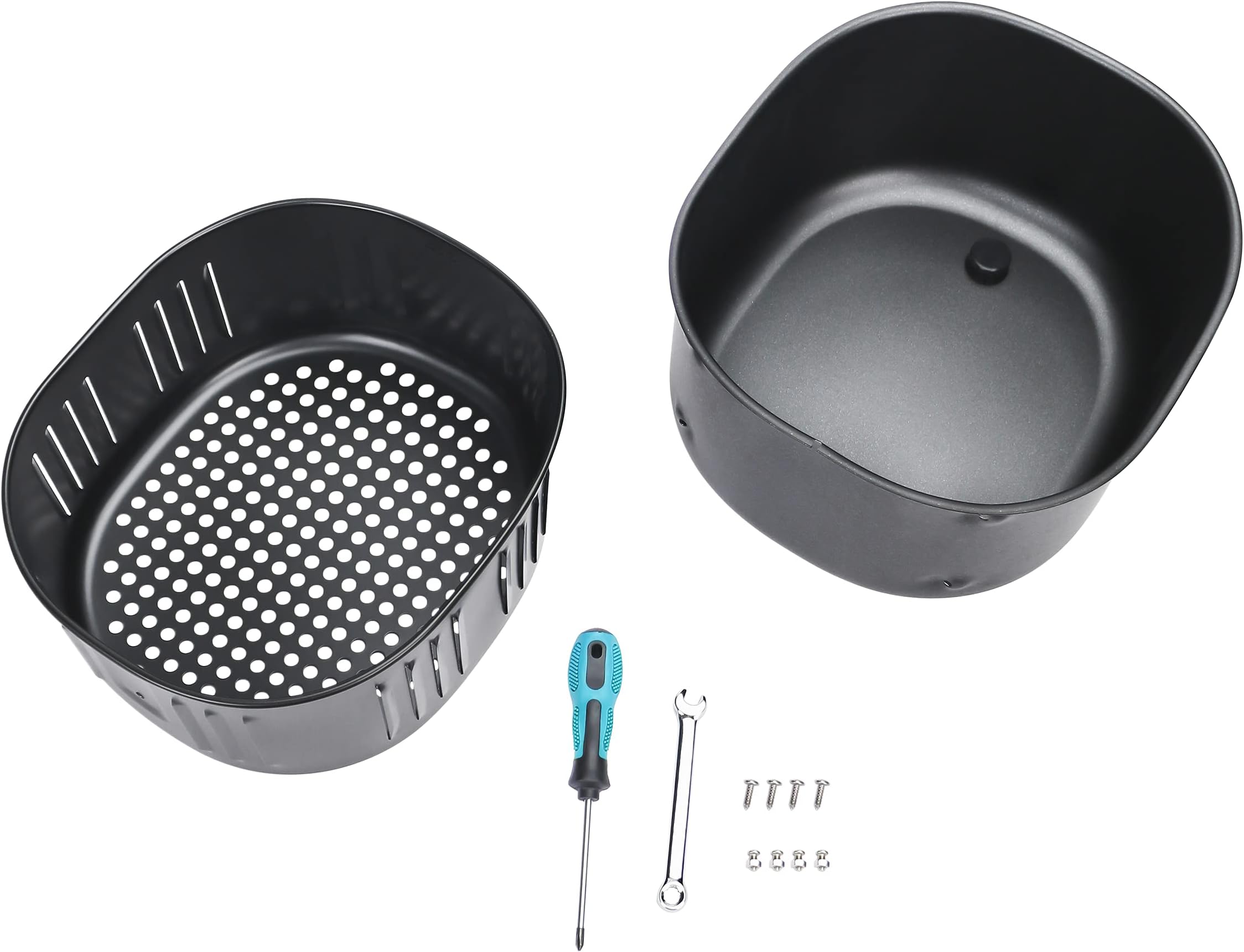 Inner Basket & Outer Basket for Power Air Fryer XL 5.3qt,Air Fryer Basket Set for Gowise USA Air Fryer 5.8qt,Non-Stick Fry Basket for Dash Deluxe 6qt,Air Fryer Accessories