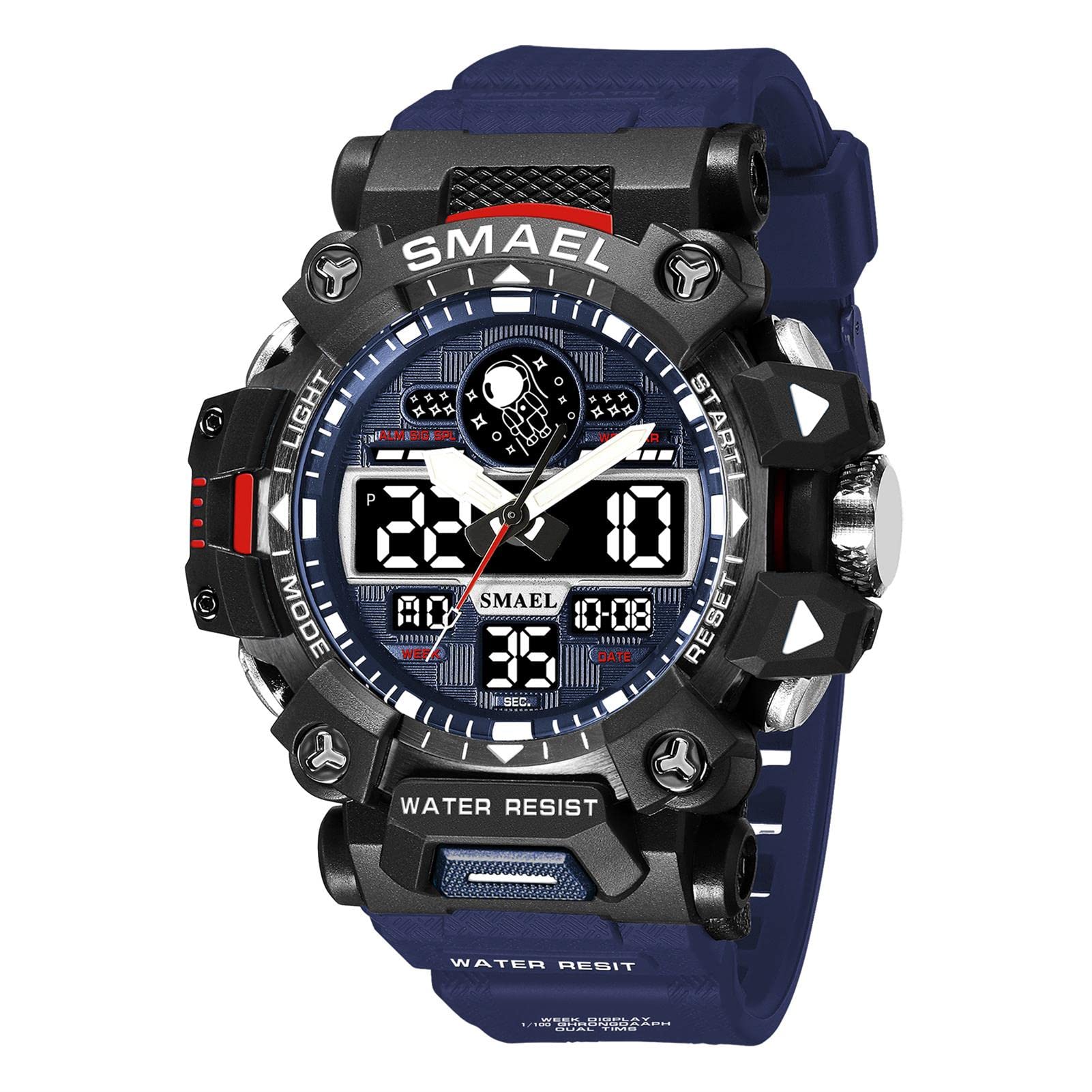 Montre Sport Homme Digitale Etanche 5 Bar avec Chronographe Alarme LED Eclairage Date-Montres avec Bracelet en Silicone