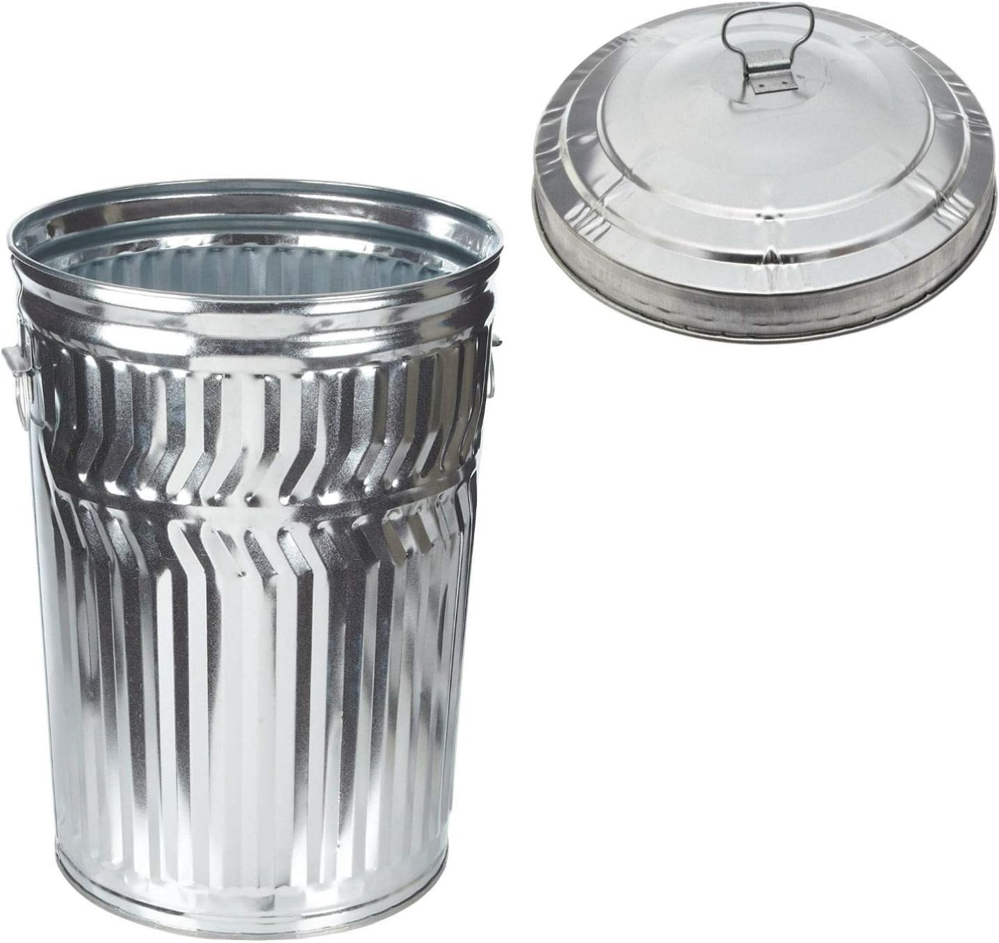 Witt Industries Galvanized Steel 32-Gallon Light Duty Trash Can with Galvanized Steel Light Duty Waste Lid, Round