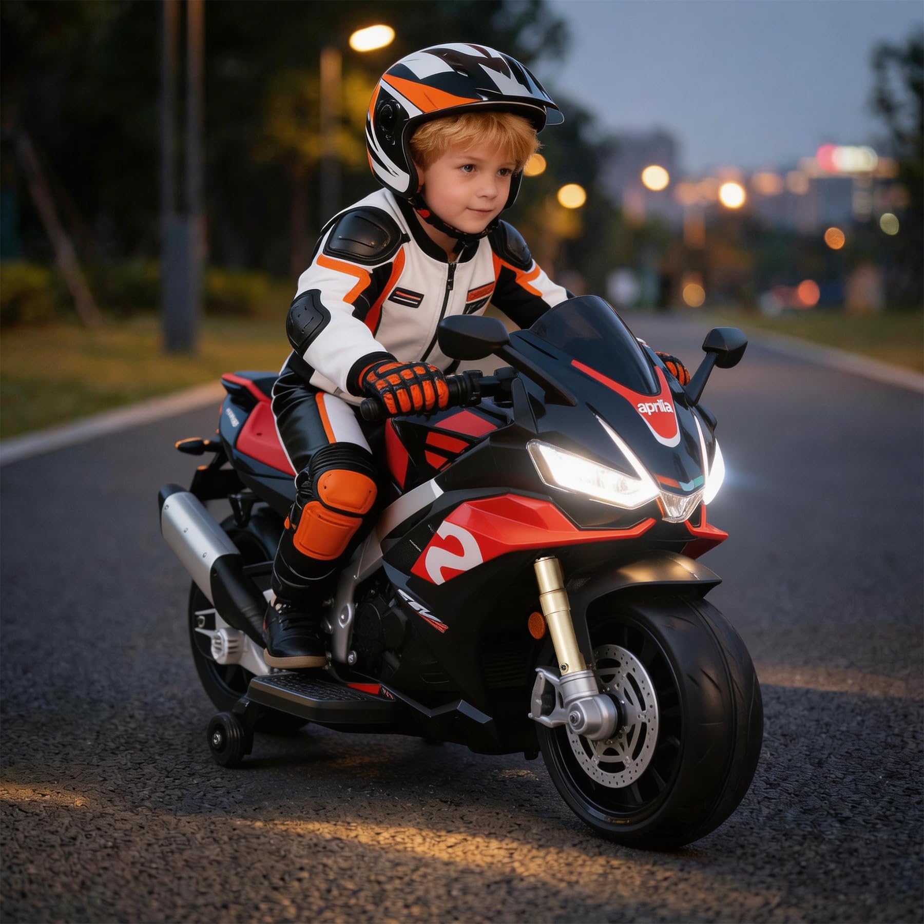 Kinder Motorrad Elektrisch mit 12V Akku, Kinder Motorrad Led Licht, Elektro Motorrad Kinder Bluetooth, USB, Fernbedienung, 3–8 km/h, bis zu 45 Min, Schwarz