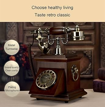 ☆大人気☆ アンティーク電話 レトロ 高級 海外製 ダイヤル式 現状品 Amazon.co.jp: 木製のレトロな固定電話、コード付き電話