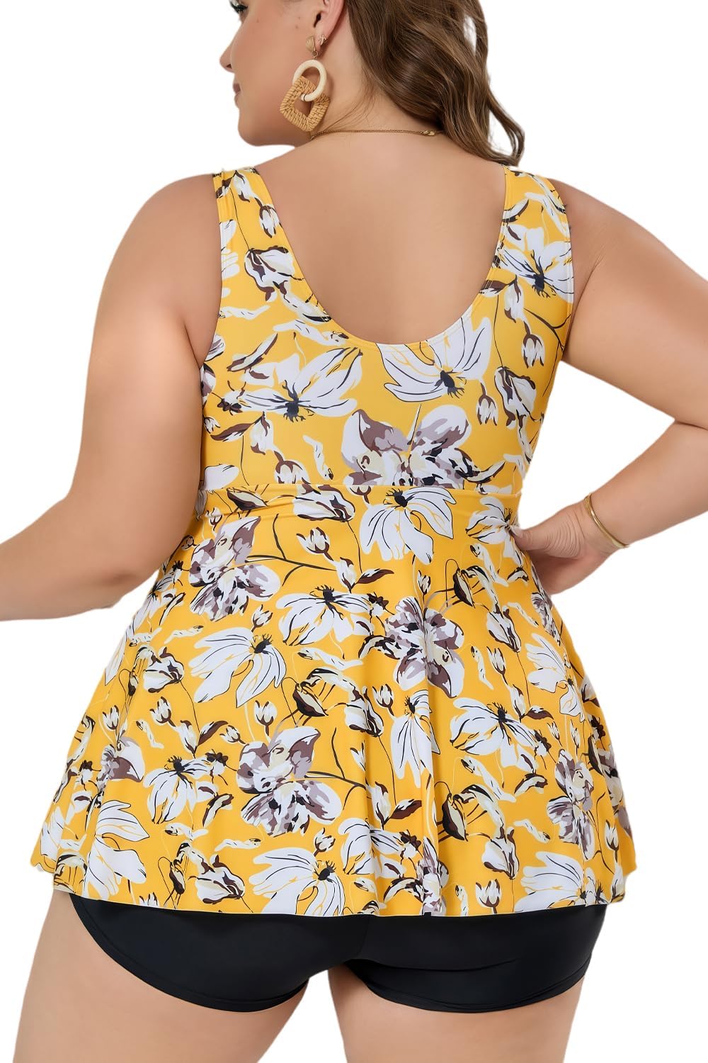 COCOPEAR Plus Size Swimsuit for Women Crossover Swim Dress 2 Piece Swimsuit for Women Tankini Bathing Suits