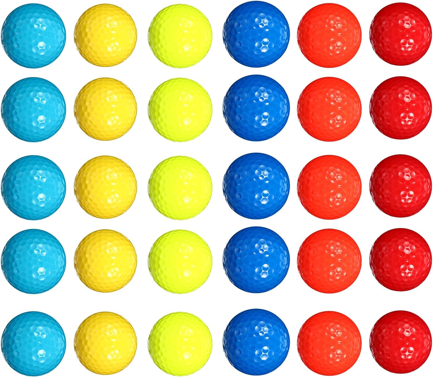 30pcs Colorful Rubber Practice Golf Balls for Beginners Training Multi-Color Double-Layer Golf Practice Balls Set for Indoor and Outdoor Use