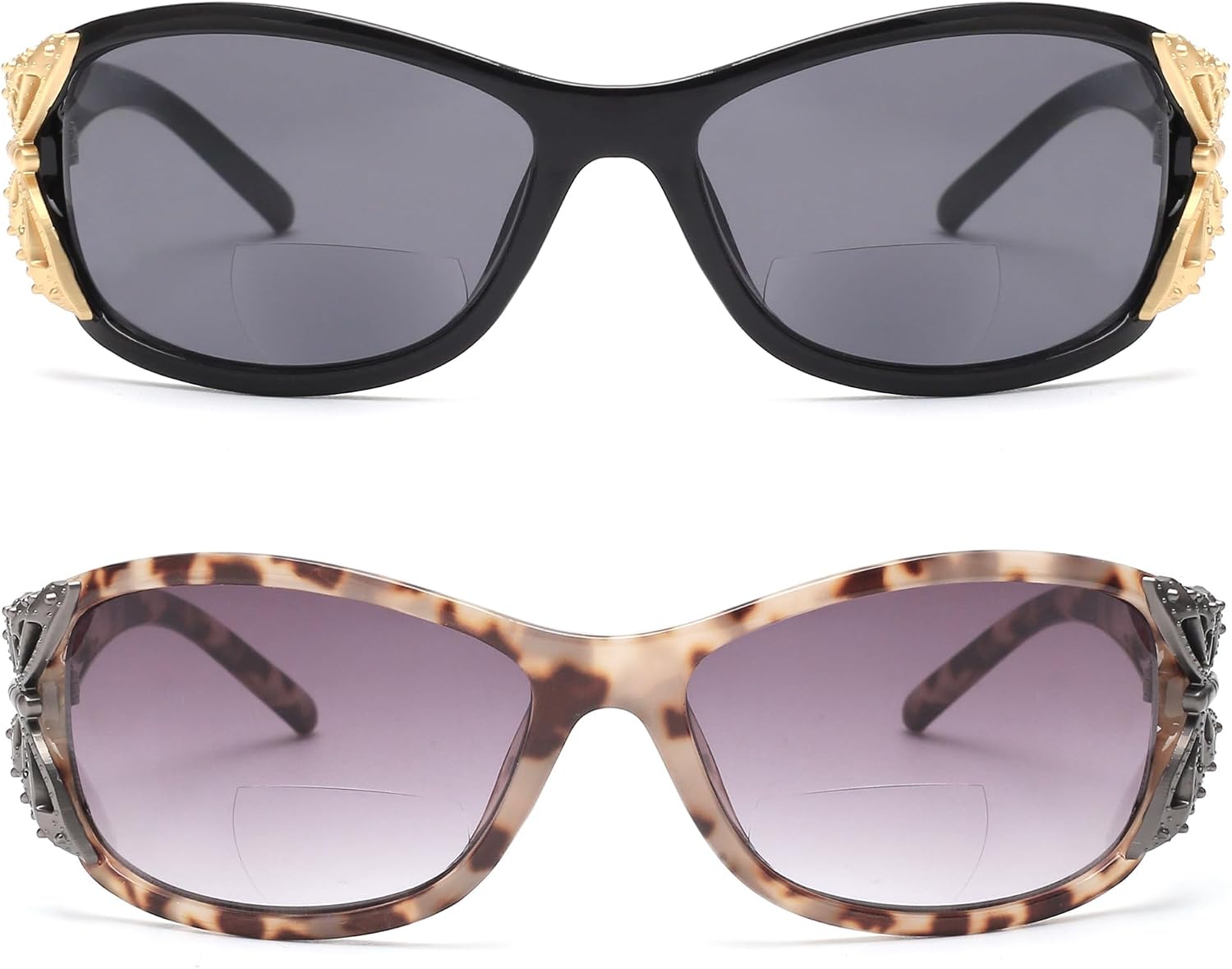 JM 2 Pack Bifocal Reading Sunglasses for Women Fashion Sun Readers Outdoor Reading Glasses UV400 Protection