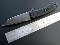 Vista 2 de Cuchillo plegable Eafengrow EF223 con hoja D2 y mango G10, cuchillo multibolsillo para supervivencia, camping, aire libre (negro)