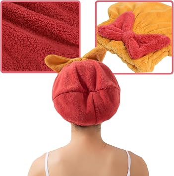Super Absorbent Hair Towel Wrap for Wet Hair, Soft Hair Drying Caps Towel 4 Packs, Quick Dry Head wrap with Big Bow-Knot Shower Cap for for Curly, Long, Thick Hair & Wet Hair