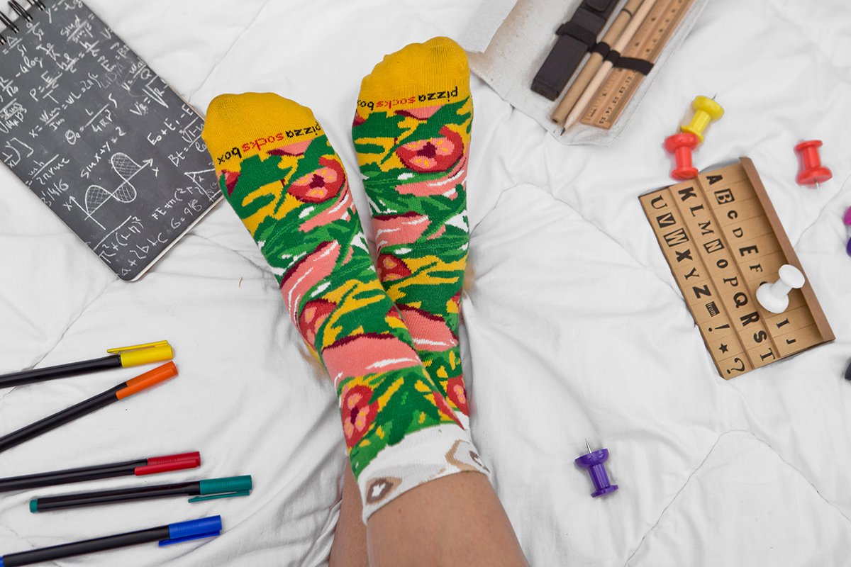 Rainbow Socks - Pizza Socks Box - Damen Herren Pizza Socken Box Italienische - 4 Paar