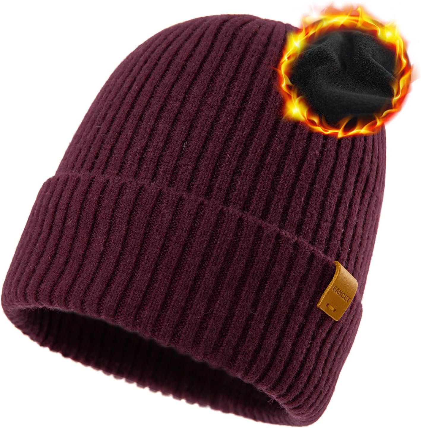 TOP-EX PolarWool™ Oversized 100% Merino Wool Fleece Lining M L XL XXL Beanie Cold Weather Winter Hat Big Head