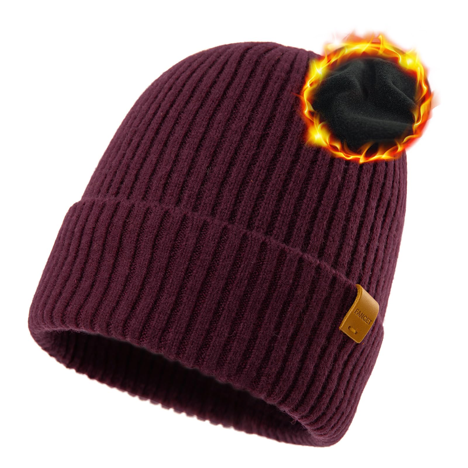 TOP-EX PolarWool™ Oversized 100% Merino Wool Fleece Lining M L XL XXL Beanie Cold Weather Winter Hat Big Head