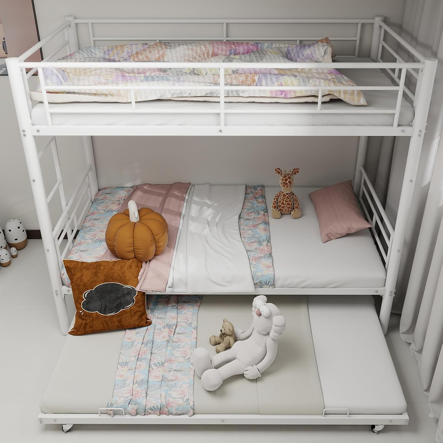 Anwick Twin Over Twin Bunk Bed,Heavy Duty Metal Bunk Bed Frame for Boys Girls Teens Adults,2 Side Ladder,Guardrail,Space-Saving,No Box Spring Needed (Black 1, Twin Over Twin)