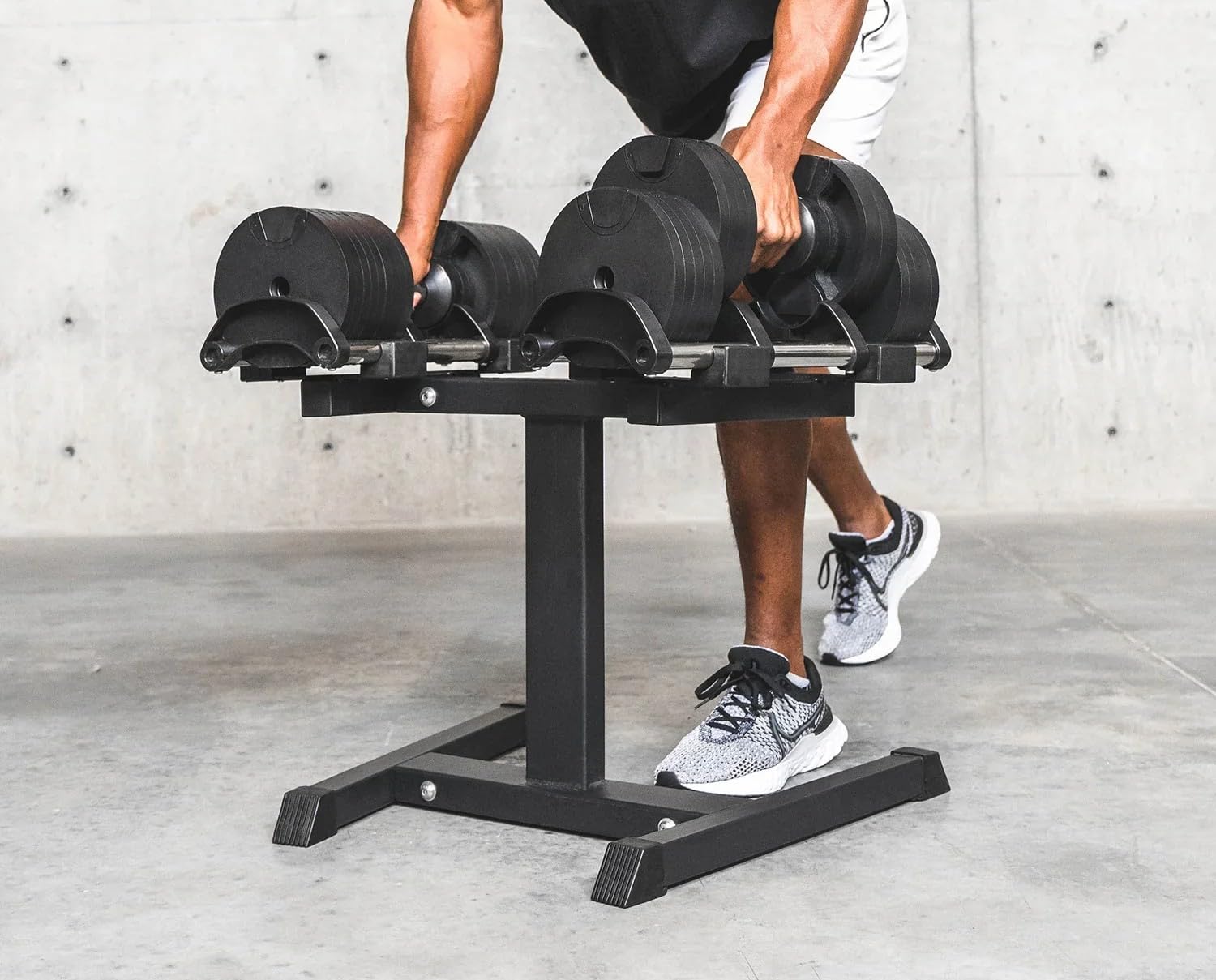 Par de mancuernas ajustables de 32 kg (con soporte)