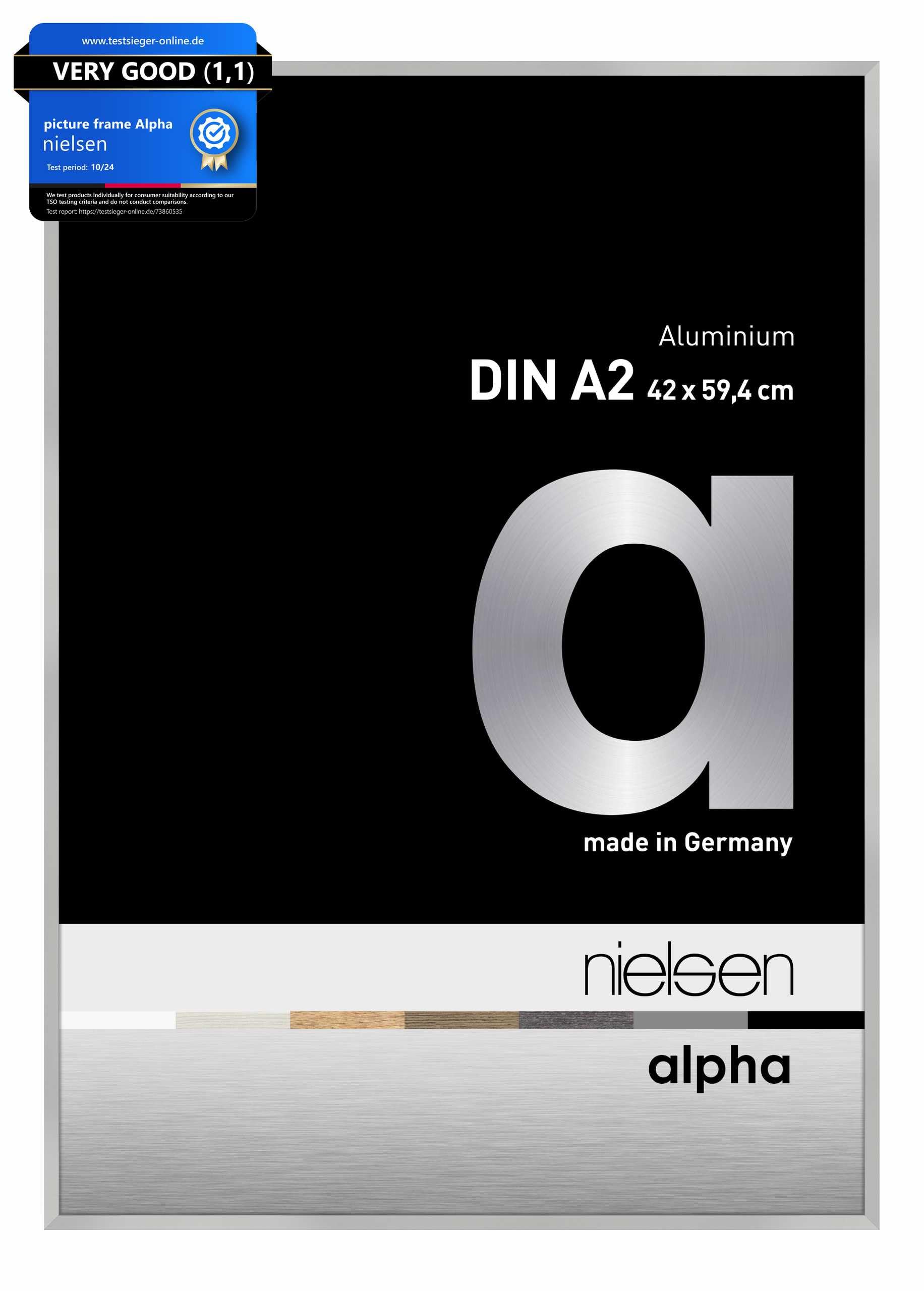 nielsen aluminium picture frame Alpha, 42x59,4 (A2) cm, frosted silver — image 1