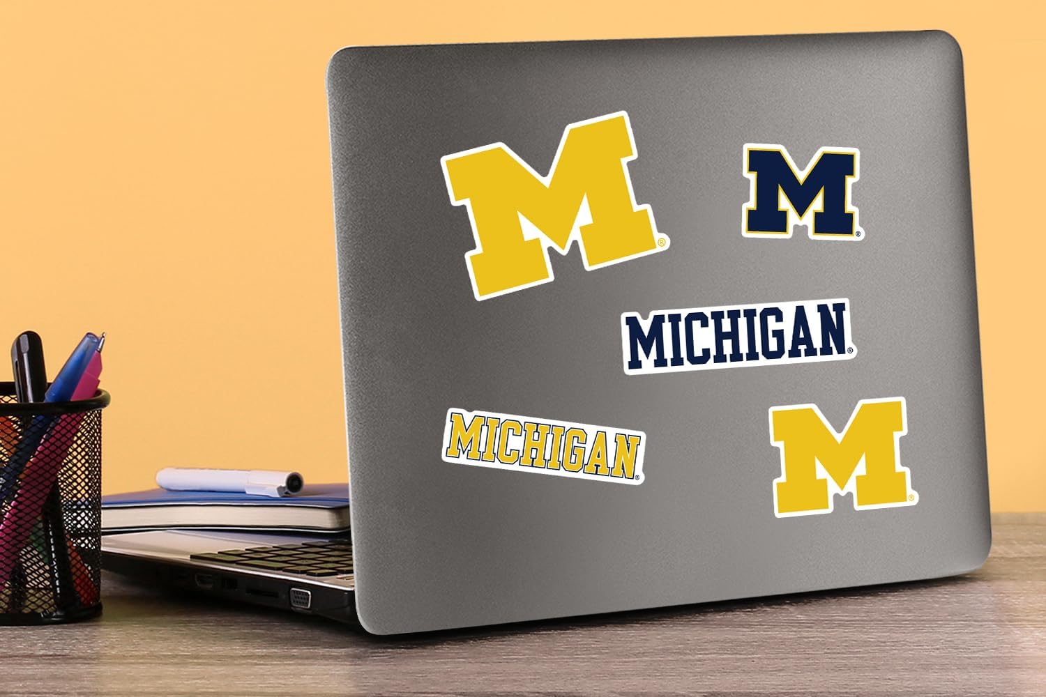 University of Michigan Wordmark Logo 50ct Vinyl Sticker Pack – Large Waterproof Decals for Laptops, Water Bottles, Tablets, Scrapbooks, Vehicles & More – Officially Licensed Wolverines Designs - Image 3