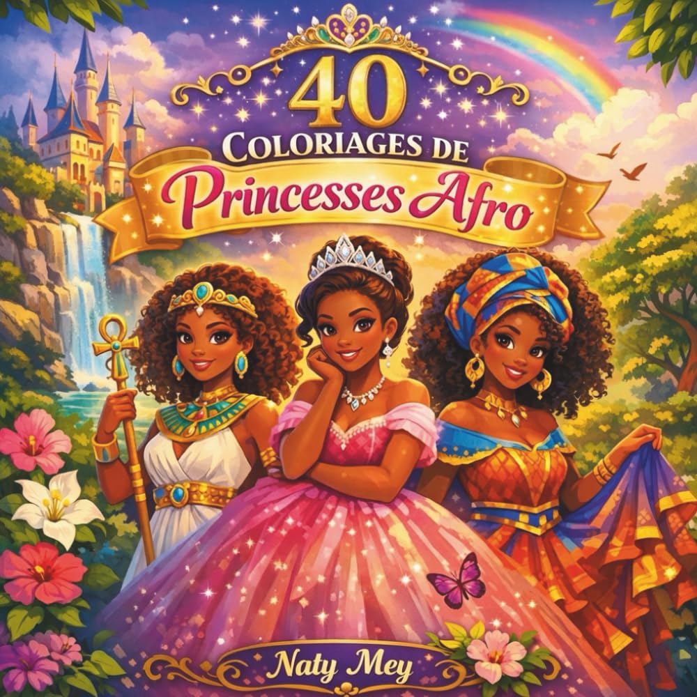 coloriage Princesses Afro: Livre de coloriage princesses afro – Une aventure féerique pour célébrer beauté, diversité et imagination