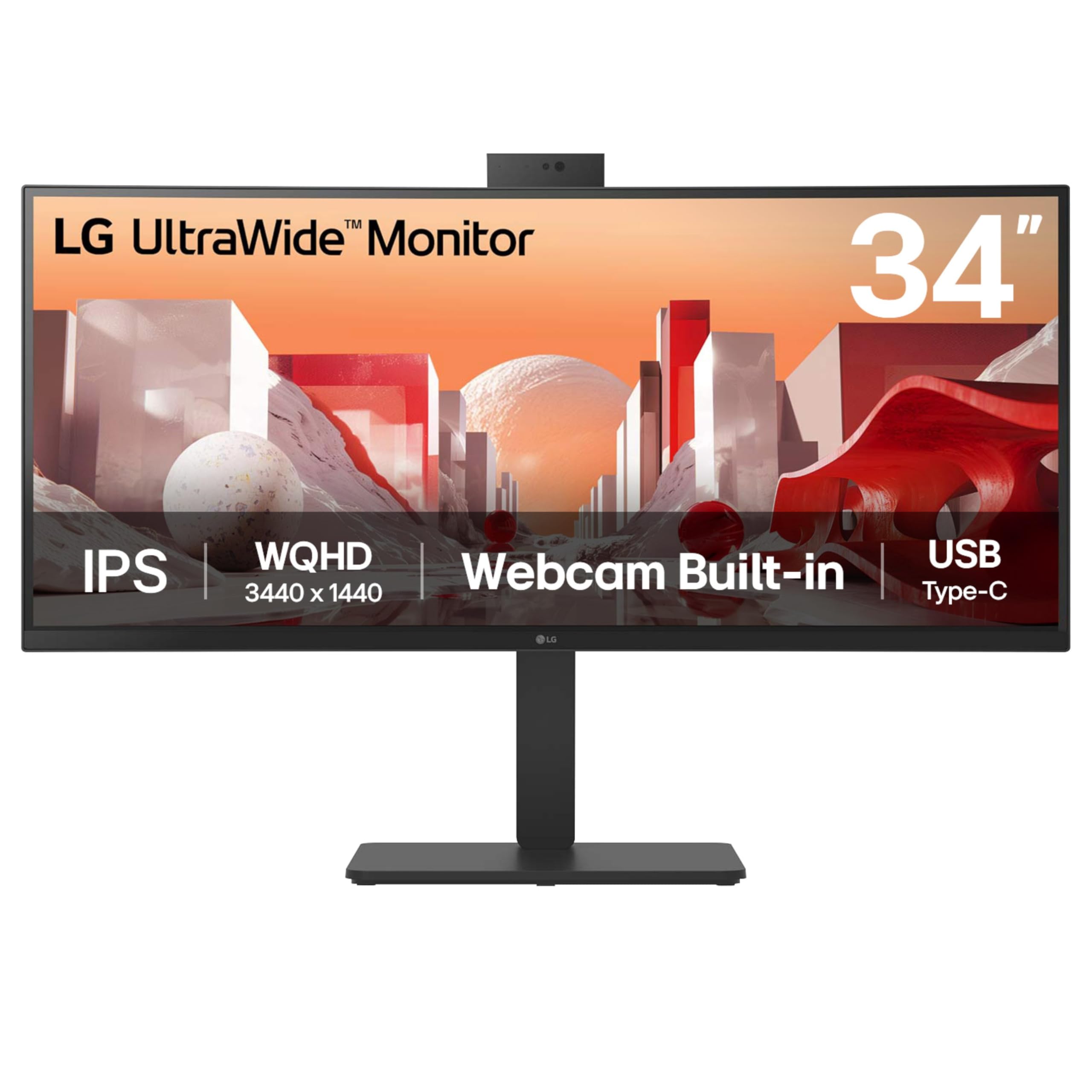 Lg Black 34Ba85qe-B 34" Curved Ips Ultrawide Quad Hd Usb-C Height Adjustable Docking Monitor