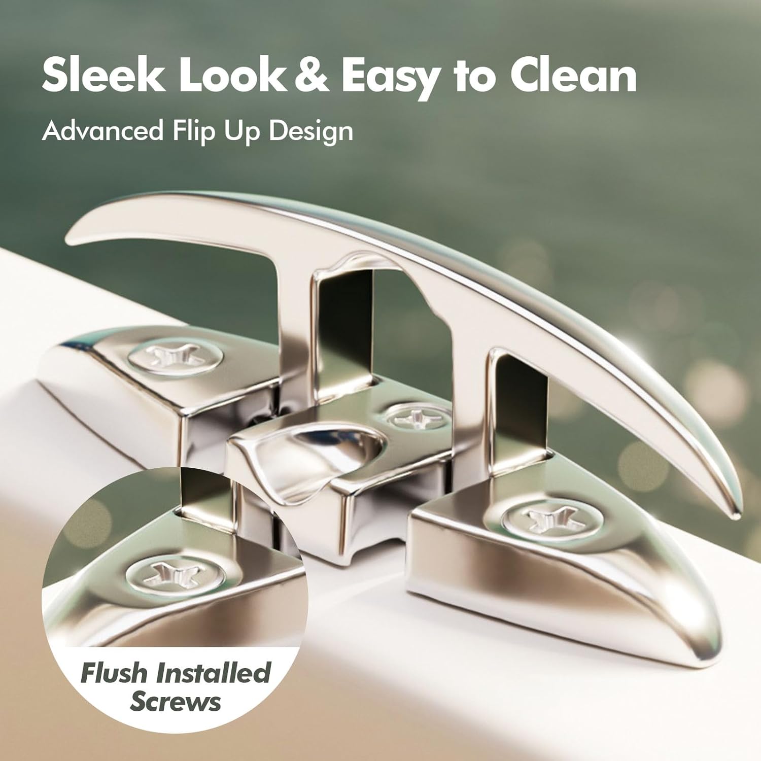 Boat Cleat, Folding Dock Cleats Marine Grade 316 Stainless Steel Flip Up Dock Rope Cleat for Boat Kayak Docking and Mooring with Fastener