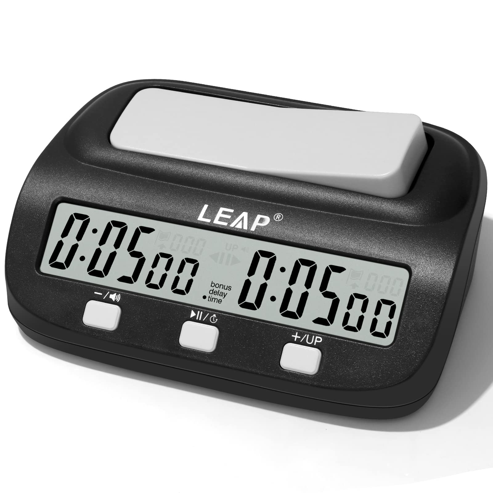 LEAP Chess Clock Minuteur numérique amélioré avec fonction de compte à rebours bonus et delay pour Chess et 2 joueurs Board Games Noir