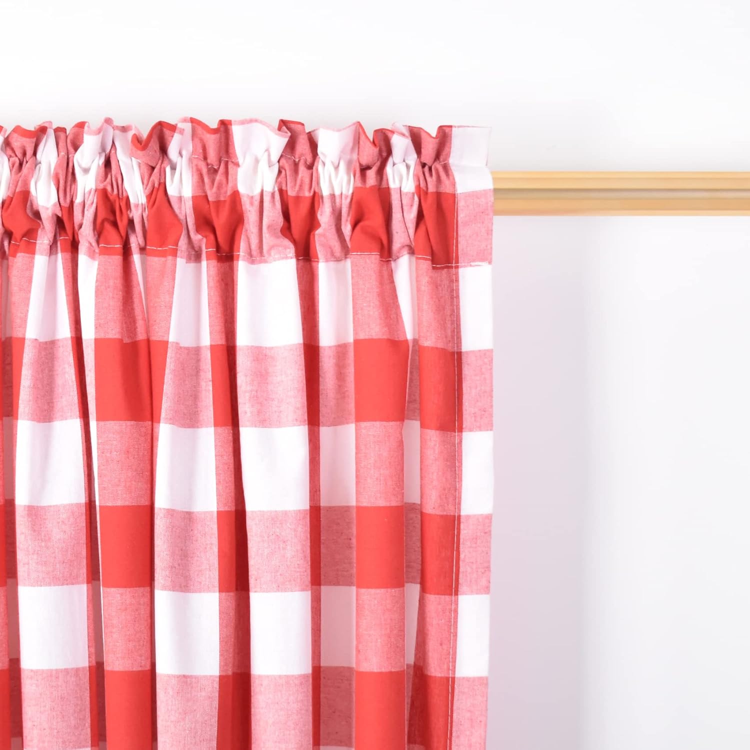 NATUS WEAVER Buffalo Check Curtains 54 inches Long Cotton Basement Red and White Gingham Plaid Kitchen Window Curtain Panels Living Room Checker Drapes Bedroom Rod Pocket Window Treatment 2 Panels 52"W x 54"L (Pack of 2) Plaids Red&white