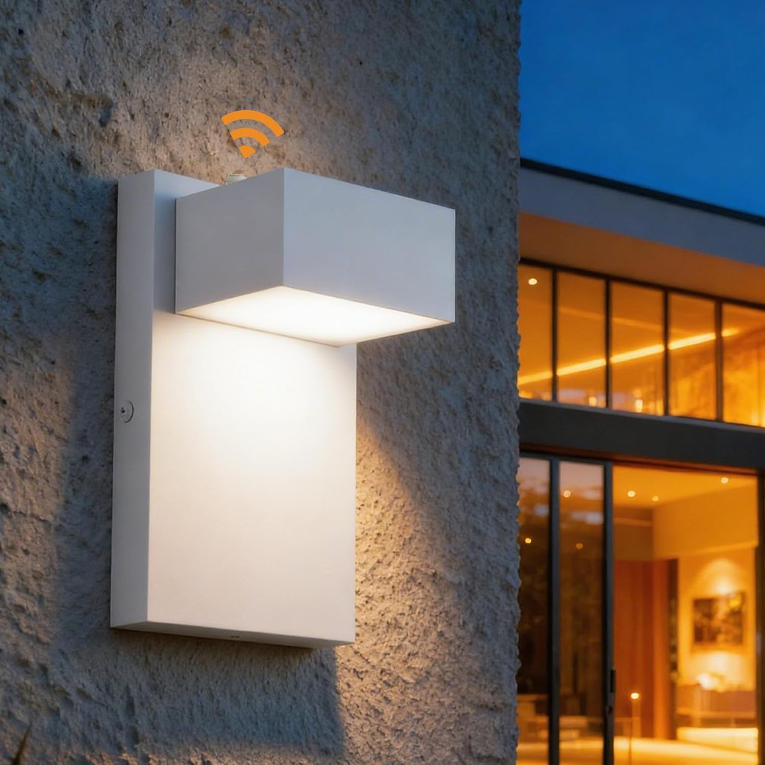 Alighting Outdoor Light Fixtures with Dusk to Dawn Sensor, White LED Porch Lights, 3000K Warm White, Rust-Resistant Modern Waterproof Wall Lantern for for Porch, Patio, Garage, Entryway
