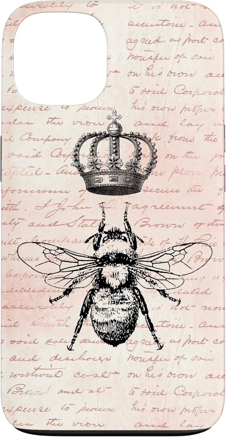 Queen Bee Cute Bumble Bees Lover Rose Vintgage Pattern Case for iPhone 16