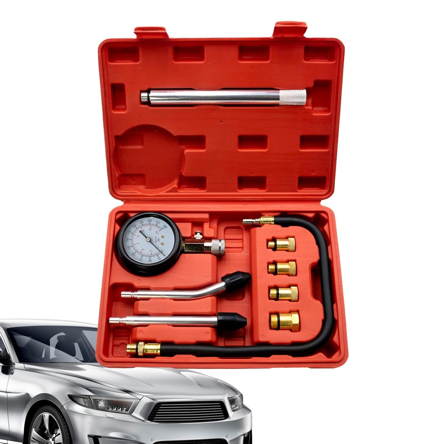 Combustion Chamber Leak Tester - Engine Compression Leak Tester | Leakage Test Set, Pressure Gauges Car Tools Compression Test Kit, Diagnostics Tool for Car Truck Motorcycle