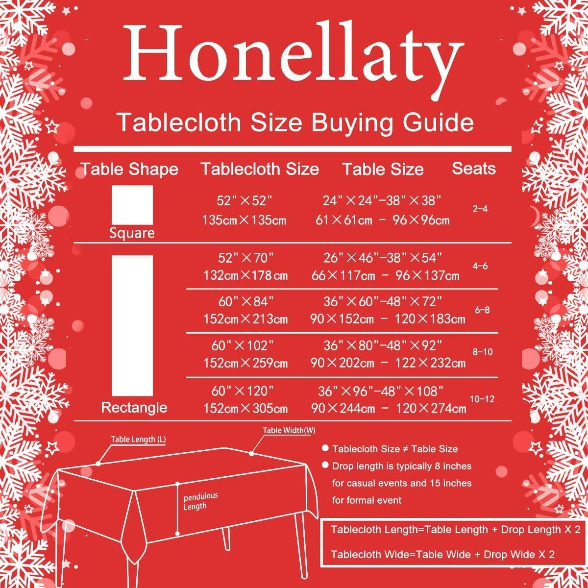 Honellaty Christmas Rectangular Tablecloth, Red Table Cloth with Sled, Poinsettia and Bell Decorations, Heavy Weight & Spillproof Table Cover for Dining, Kitchen, Indoor and Outdoor 60×102 Inch