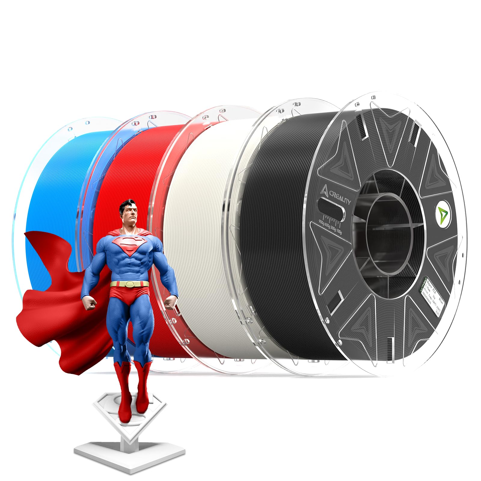 Creality Hyper PLA - Filamento RFID de 1.75 mm, 4 kg para combo K2 Plus, filamento de impresora 3D para alta velocidad de 30 a 600 mm/s, paquete de 4 (4 kg)/carrete de filamento Hyper RFID compatible