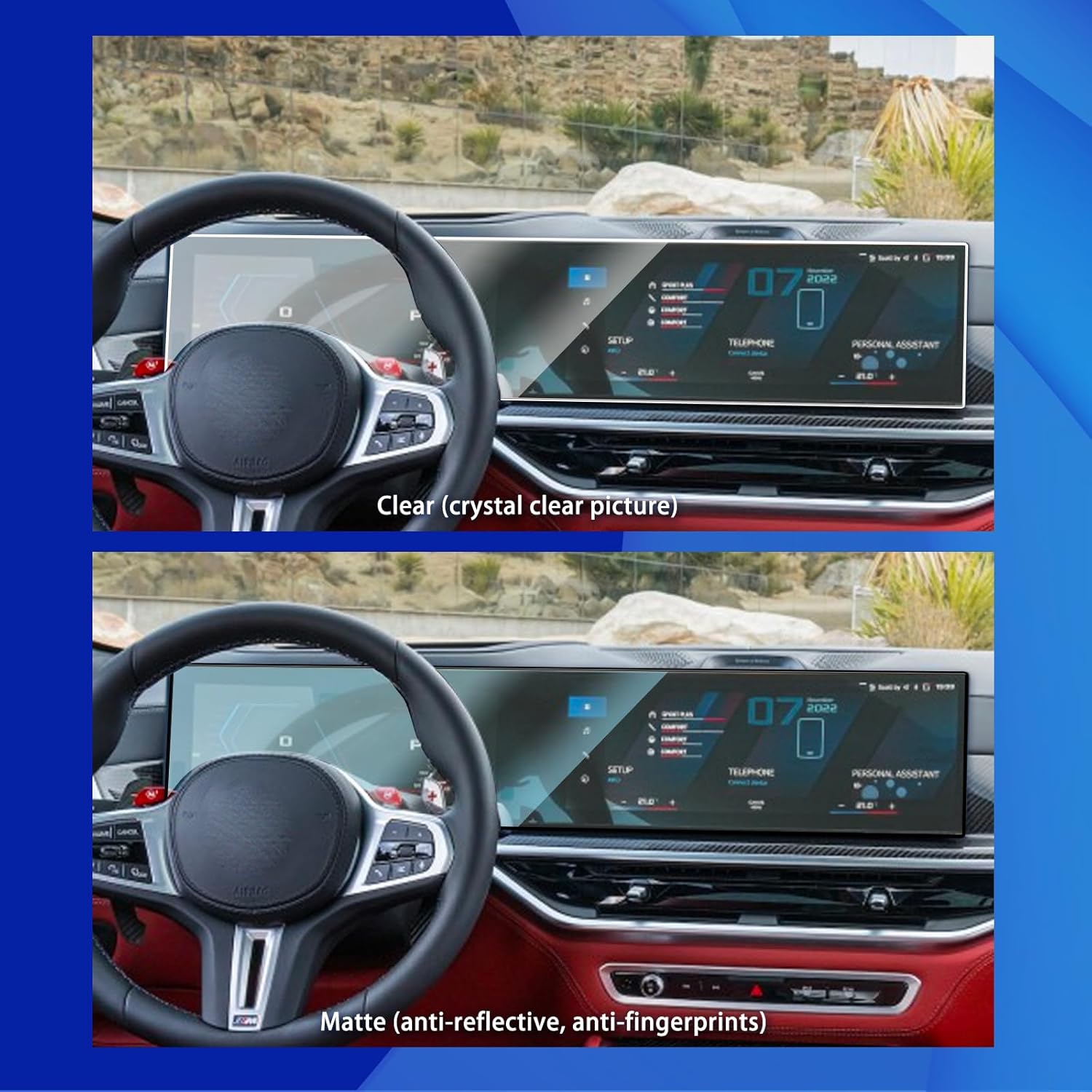 Anti-Glare 2025 2026 BMW X5 3 Series IX BMW Screen Protector is a Continuous for 2025 X3 2024 BMW ix i4 x7 x5 x6/2023 X7 i4 i7 iX 7 Series 3 series,Idrive 8 TouchScreen Tempered Glass Matte-BMW Screen Protector all-in-one
