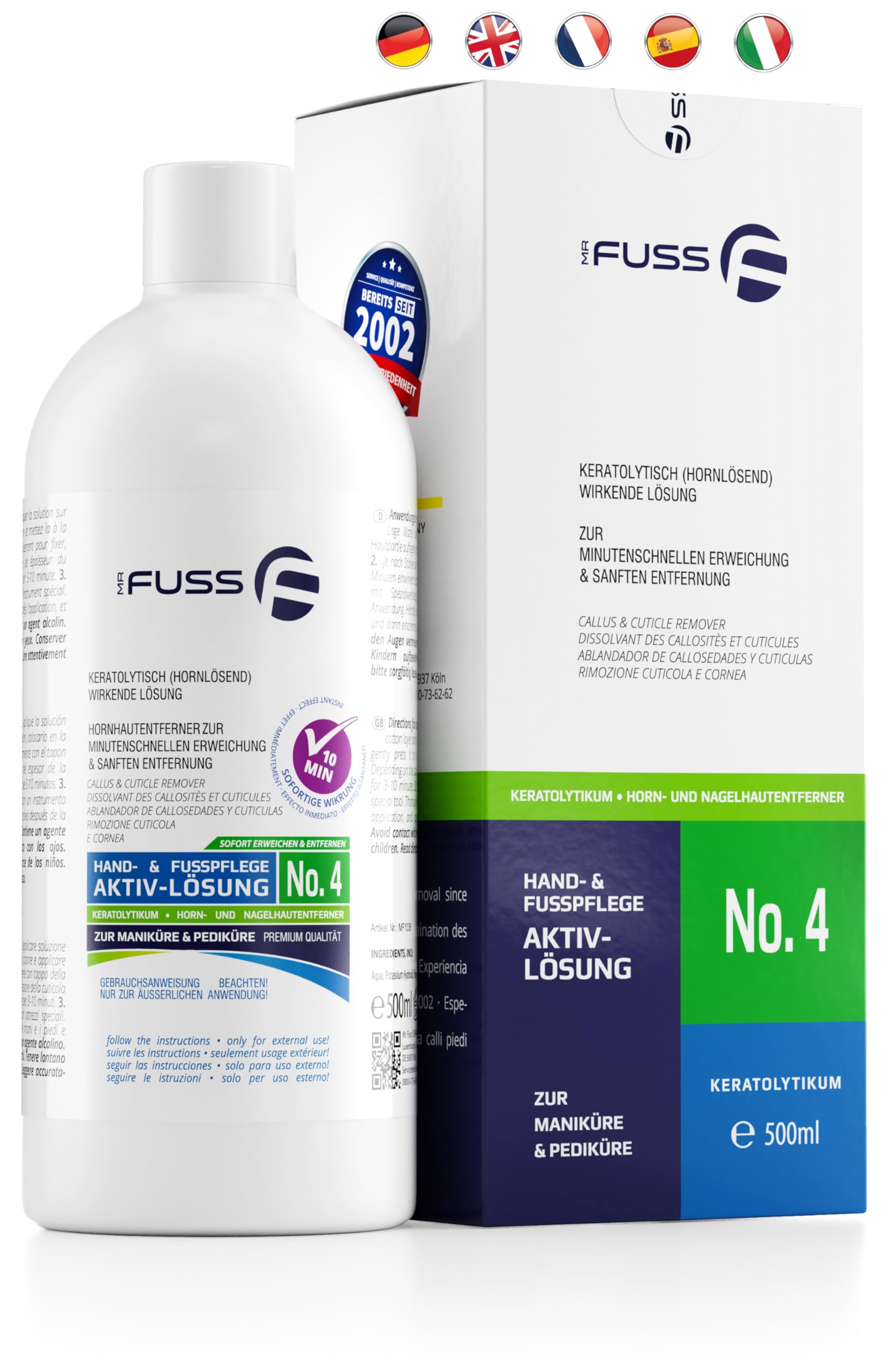 Mr. Fuss Solución  activa para callos en los pies, número  4, 500 ml