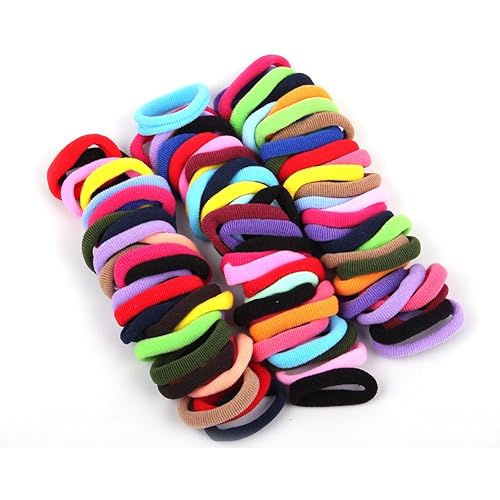 Janecrafts Lindas 24-100 ligas elásticas para el cabello para niña, coleteros para coleta, colores mezclados, talla única