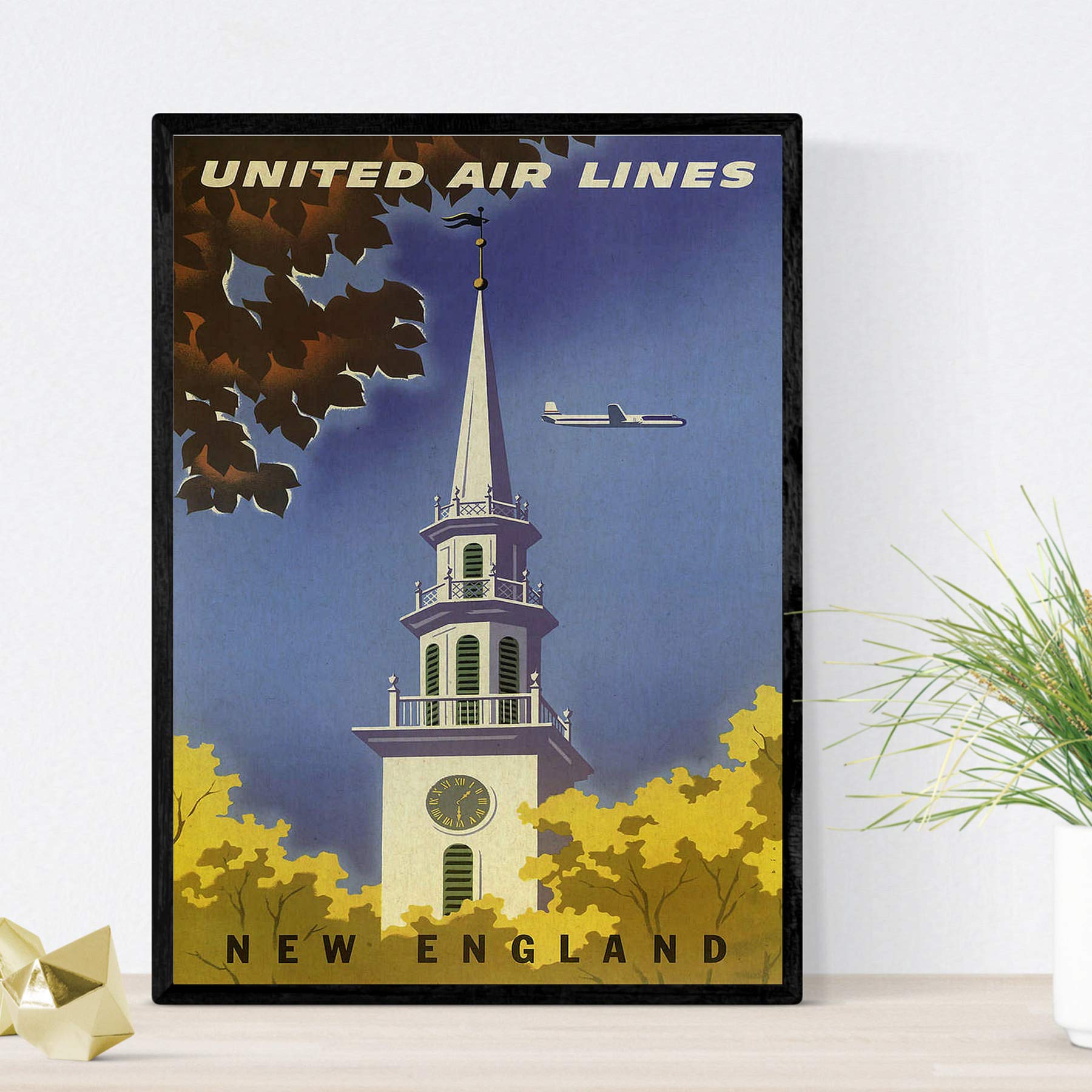 Nacnic Vintage Poster Vintage Poster Europe. Travels to New England. A3 size, 42L x 29.7W cm - Image 2