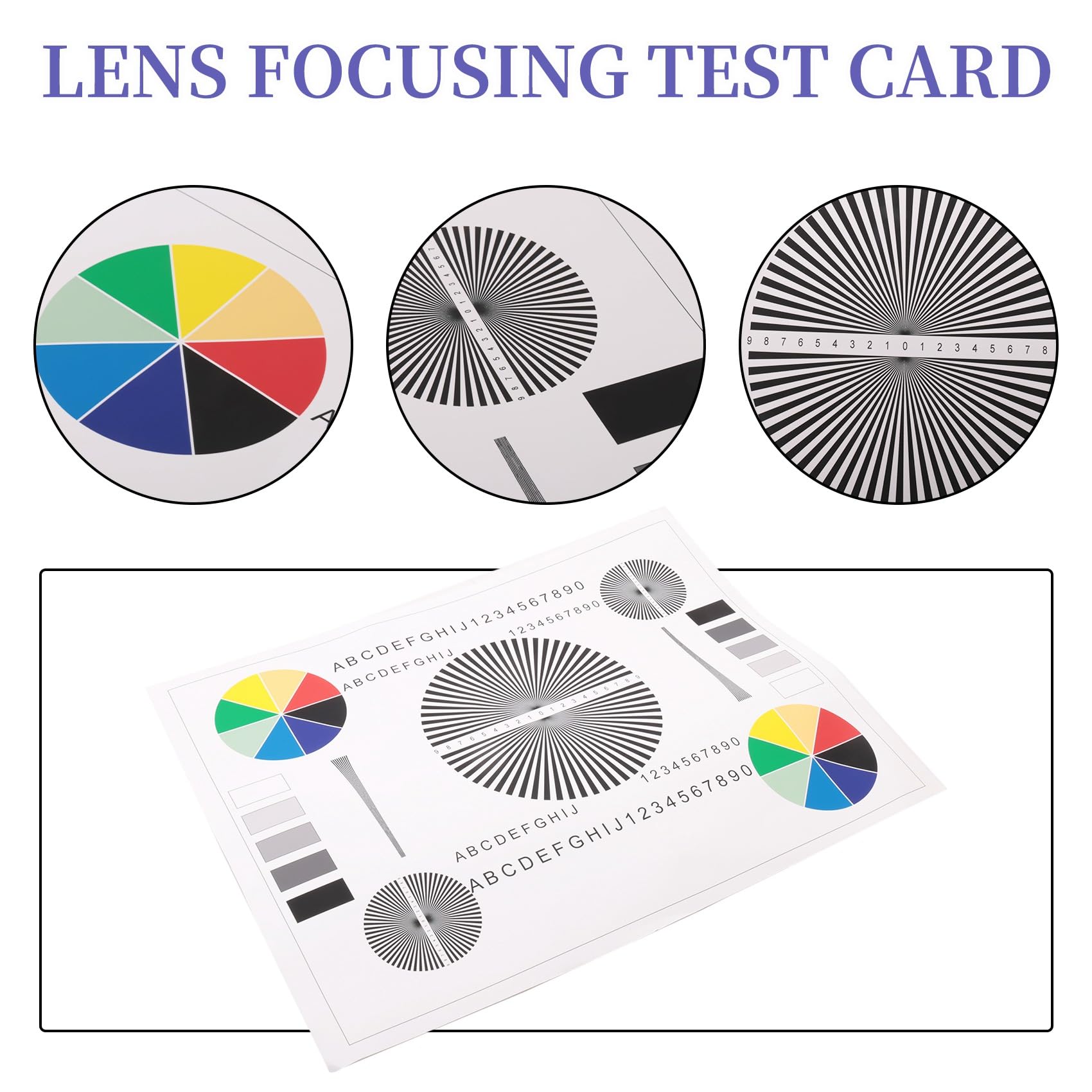 Objektiv-Fokussierungstestkarte für Mobilkameras DV-Überwachungskamera-Testtafel 385x290x0.23mm