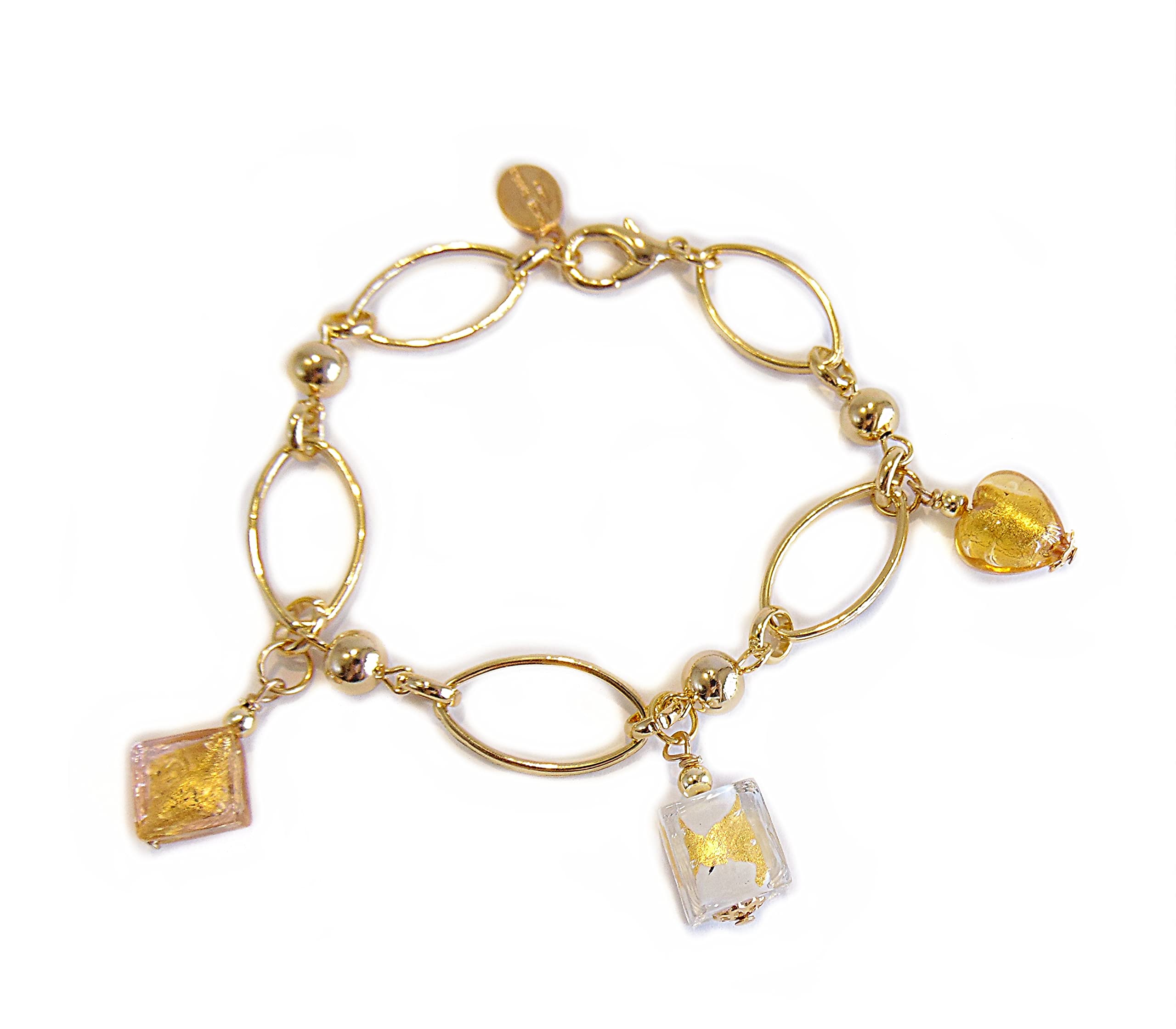 Bracciale da Donna con Perle in Vetro di Murano Originale, Collezione Florence, Made In Italy