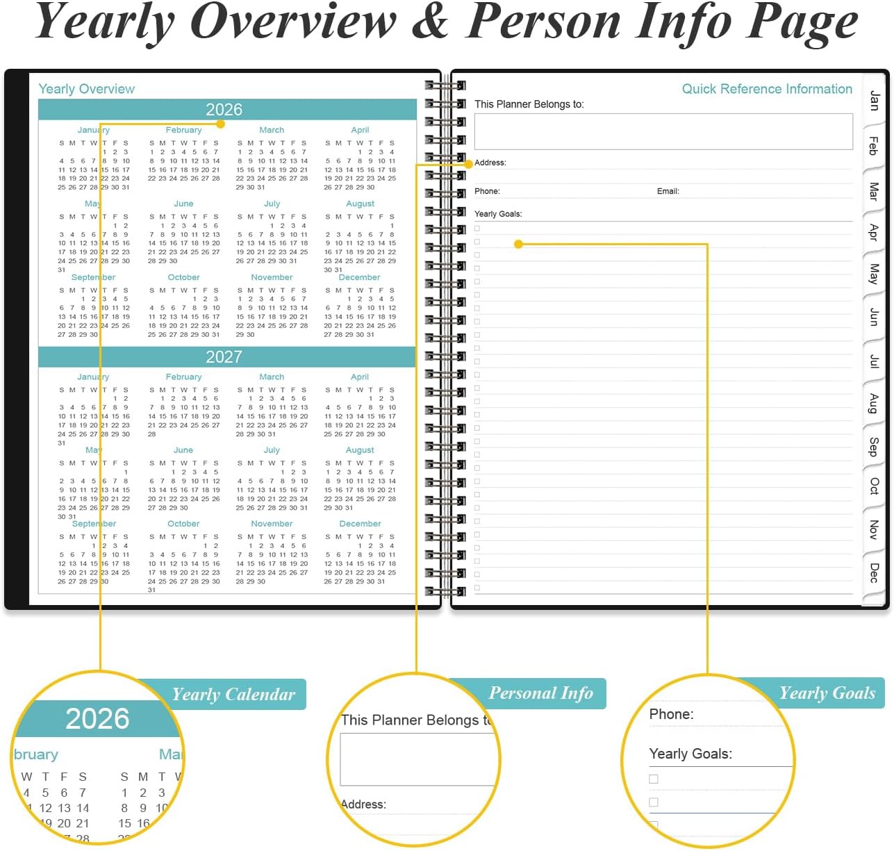 Daily Planner 2026-2027 Full Page Per Day- 2026-2027 Daily & Monthly Planner from July 2026 to June 2027, Day Planner 2026-27 with 12 Months Tabs, 8.5" x 11", Black