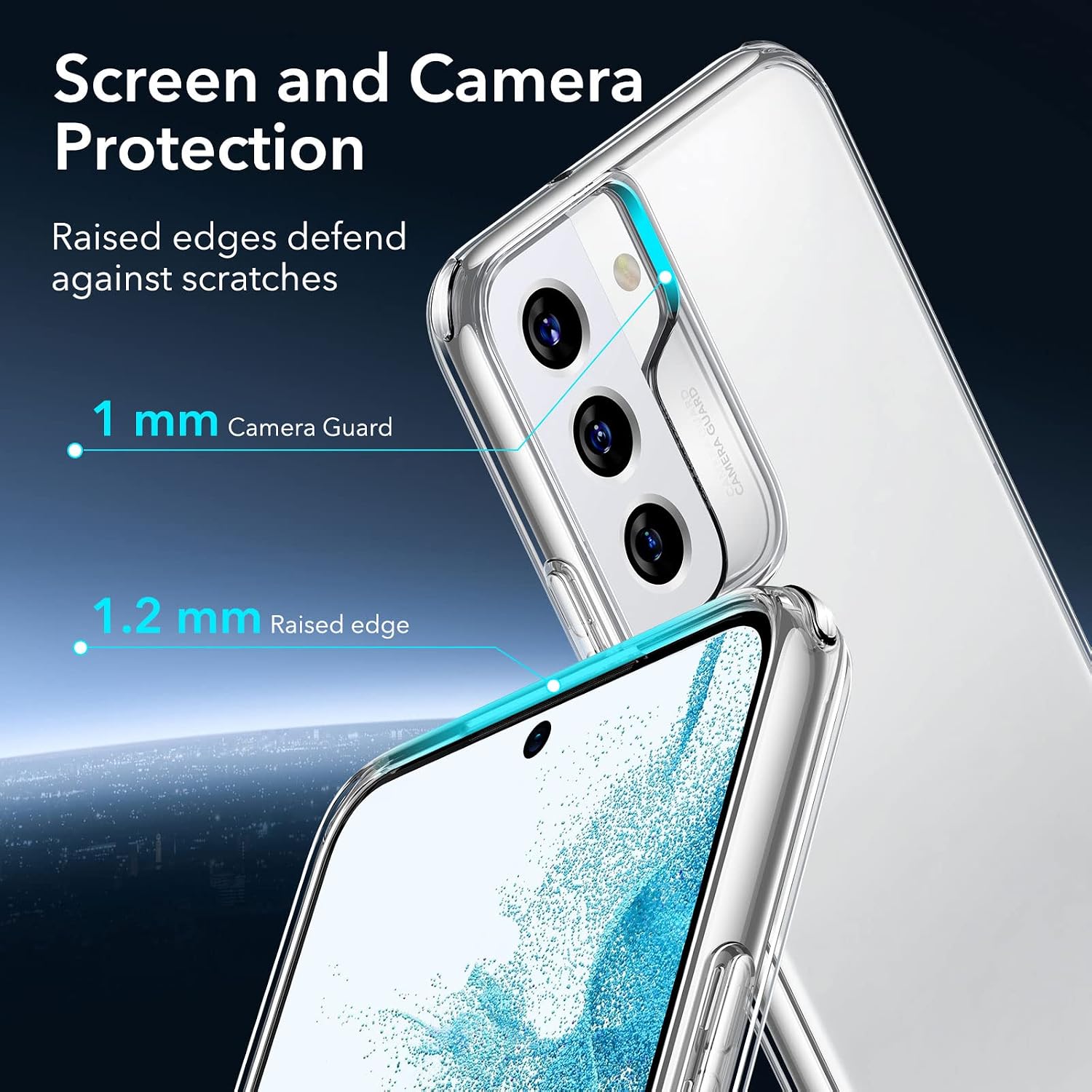 ESR Clear Case Compatible with Samsung Galaxy S22, Crystal-Clear Shockproof Thin Silicone Case, Yellowing-Resistant Slim Transparent TPU Phone Case, Project Zero Series, Clear