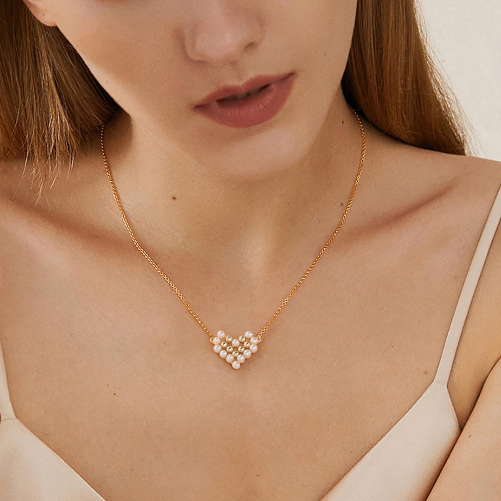 Collares de plata de ley 925 para mujer, collar de cadena de corazón con colgante de perla, collares dorados, cadena extendida de 18 + 2 pulgadas, joyería de regalo de cumpleaños, Plata