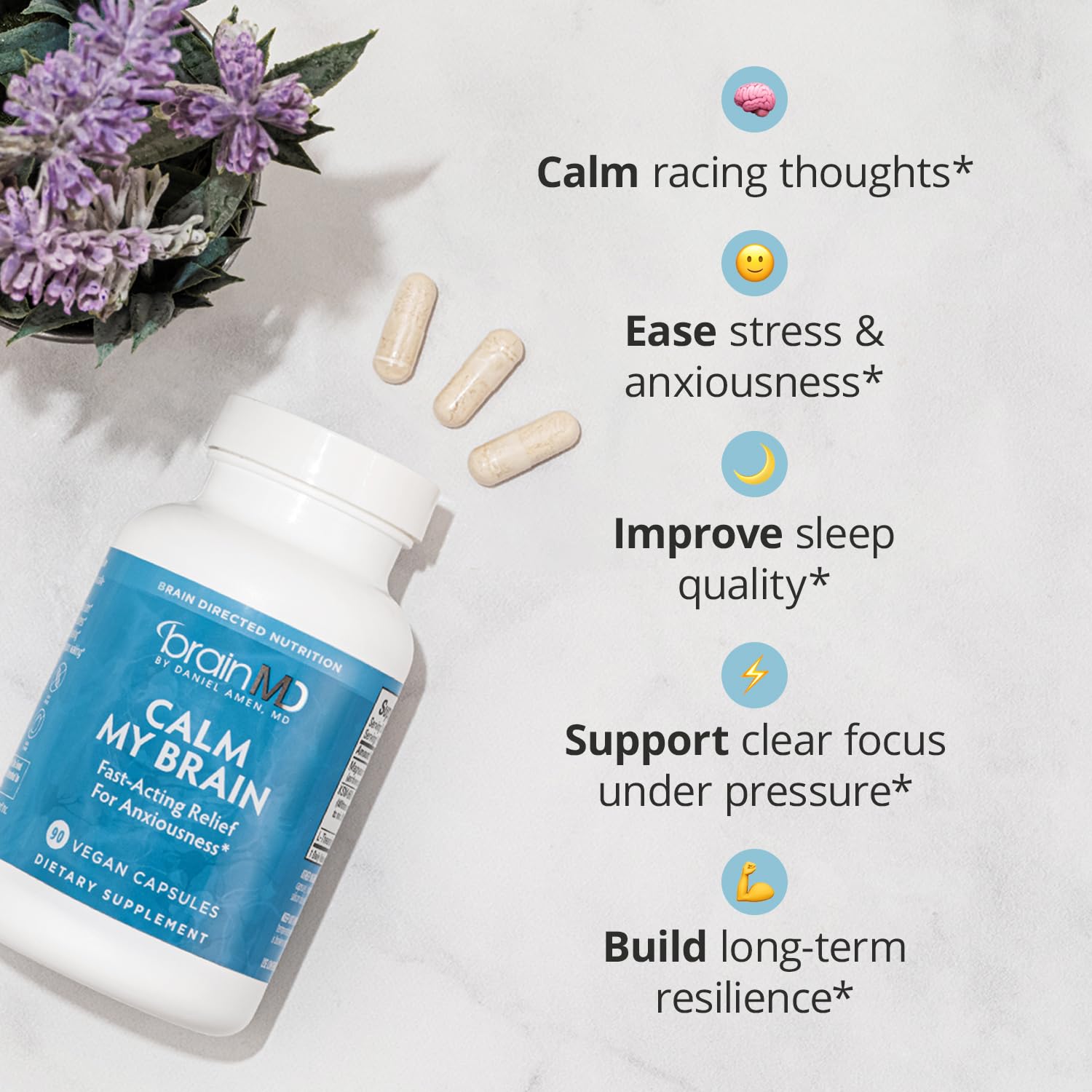 BrainMD Calm My Brain, Magnesium Ashwagandha, 90 Vegan Capsules — Amazon image 2