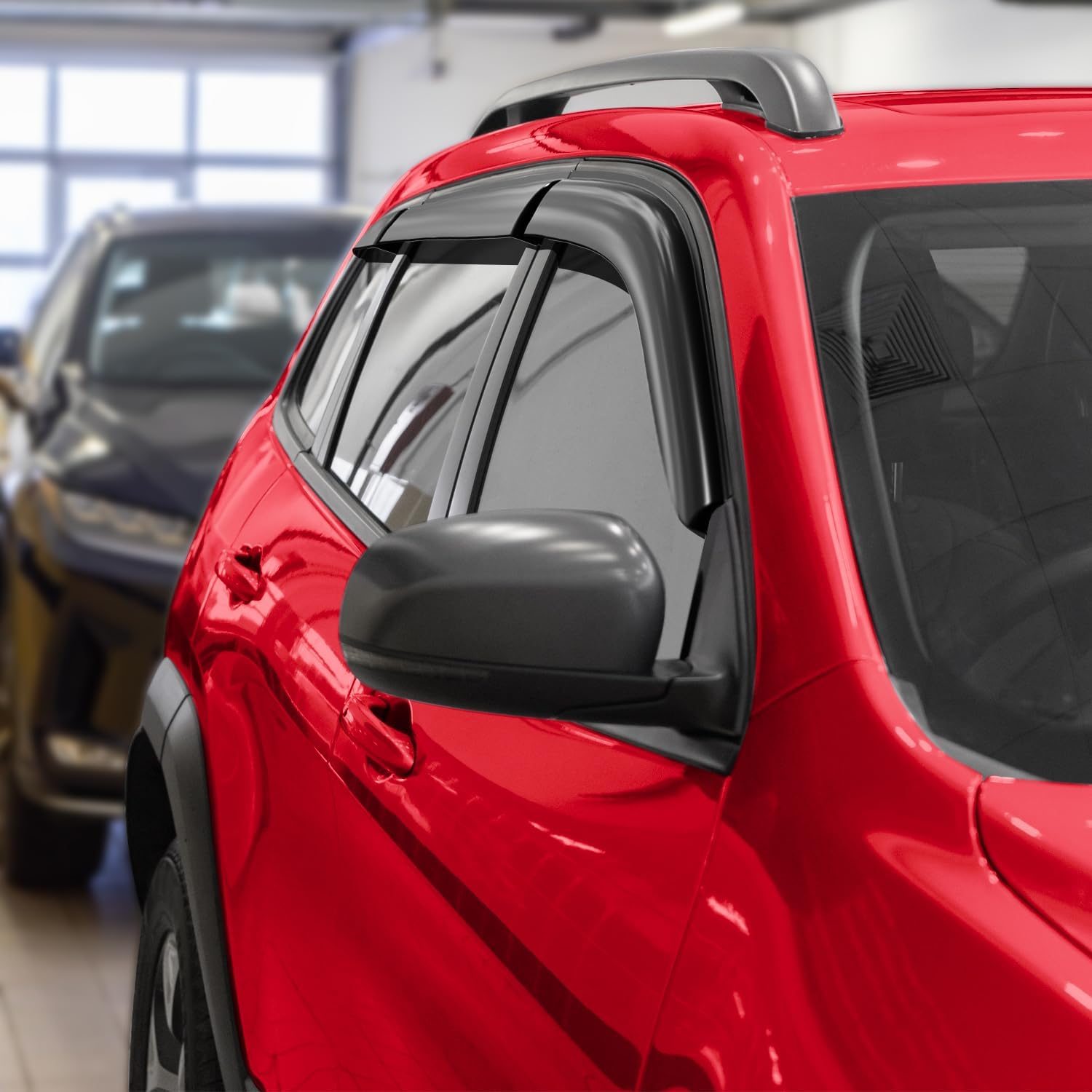 Voron Glass Tape-on Extra Durable Rain Guards for Jeep Cherokee 2014-2023, Window Deflectors, Vent Window Visors, 6 Pieces - 100504
