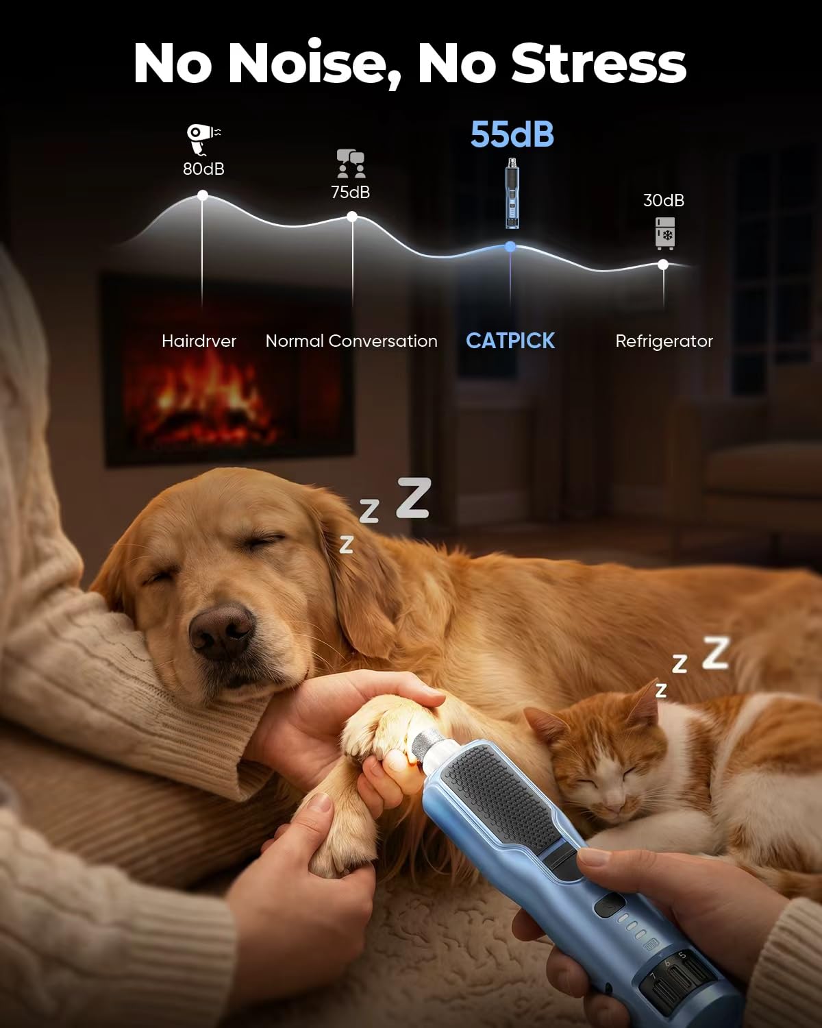 Molinillo de uñas para perros, 7 velocidades y luz LED de 360°, molinillo de uñas profesional para perros y gatos, cortador eléctrico de uñas para perros, herramienta de aseo y alisado para patas