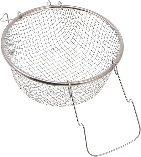 Miniatura 1 de Cabilock Cesta de freír de acero inoxidable, bandeja circular de acero inoxidable, soporte de metal, cesta frita de alimentos, cesta de fritura,