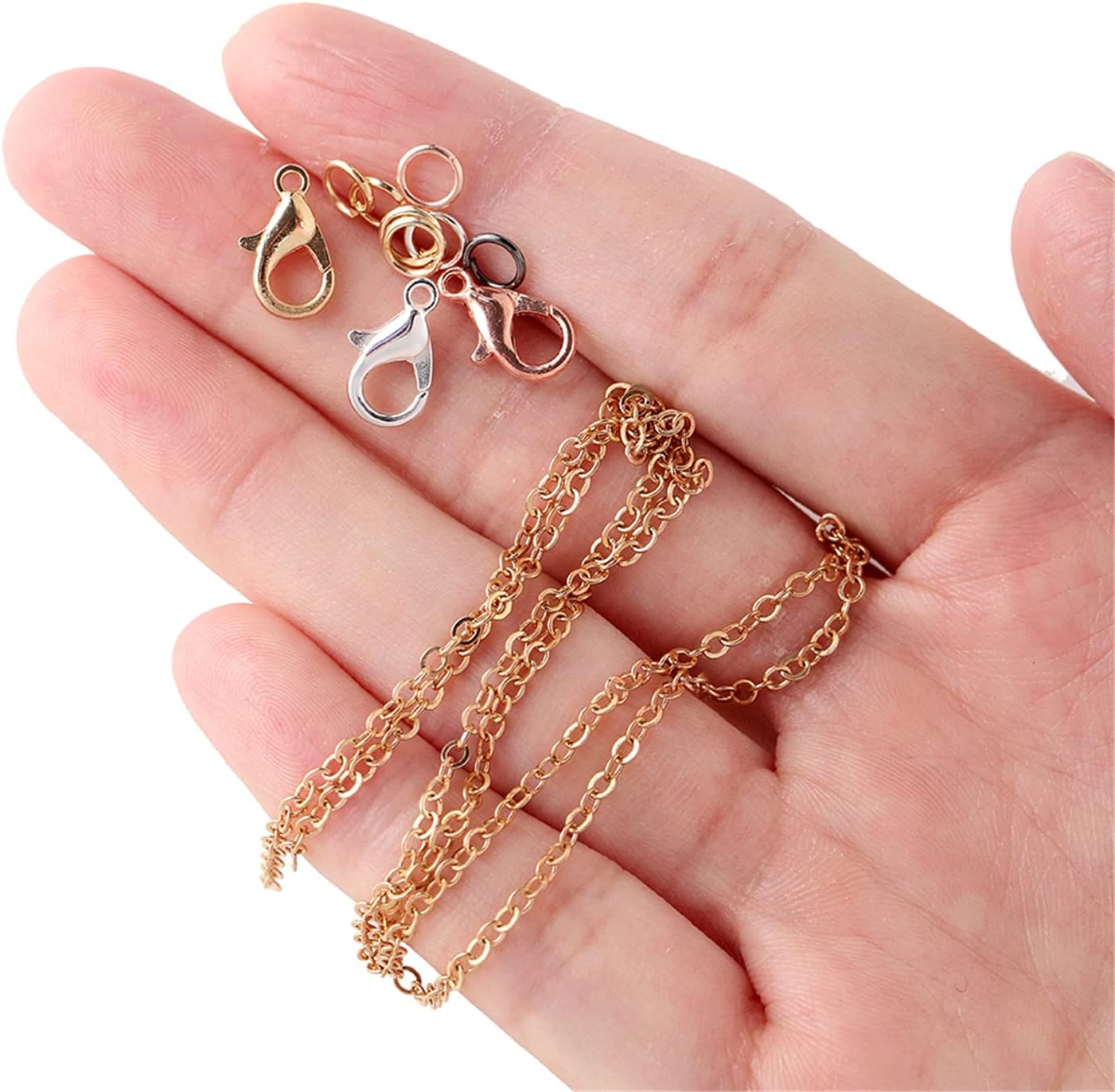 St.Kunkka 78.74 Feet/24M Jewelry Making Chain Kit, Link Cable Chain Roll 2mm with 240Pcs Jump Rings and 80Pcs Lobster Clasps in 8 Colors for DIY Necklace Earring and Bracelet Crafts - Image 3